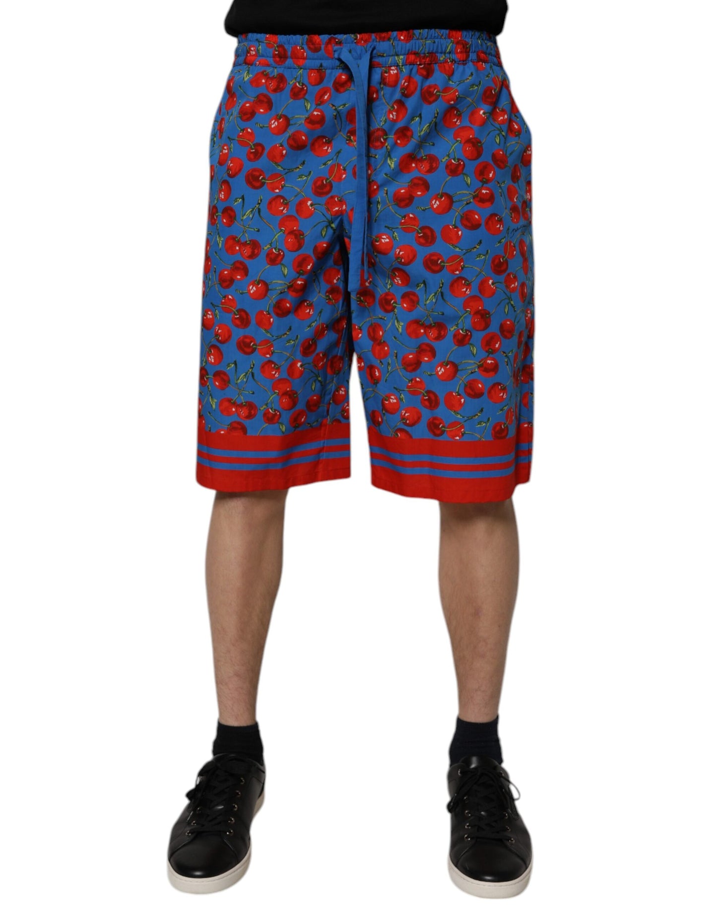 Dolce & Gabbana – Bermudashorts aus Baumwolle mit blauem Kirschdruck für Herren