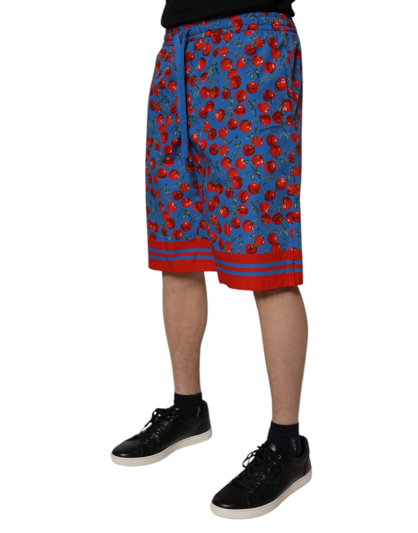 Dolce & Gabbana – Bermudashorts aus Baumwolle mit blauem Kirschdruck für Herren