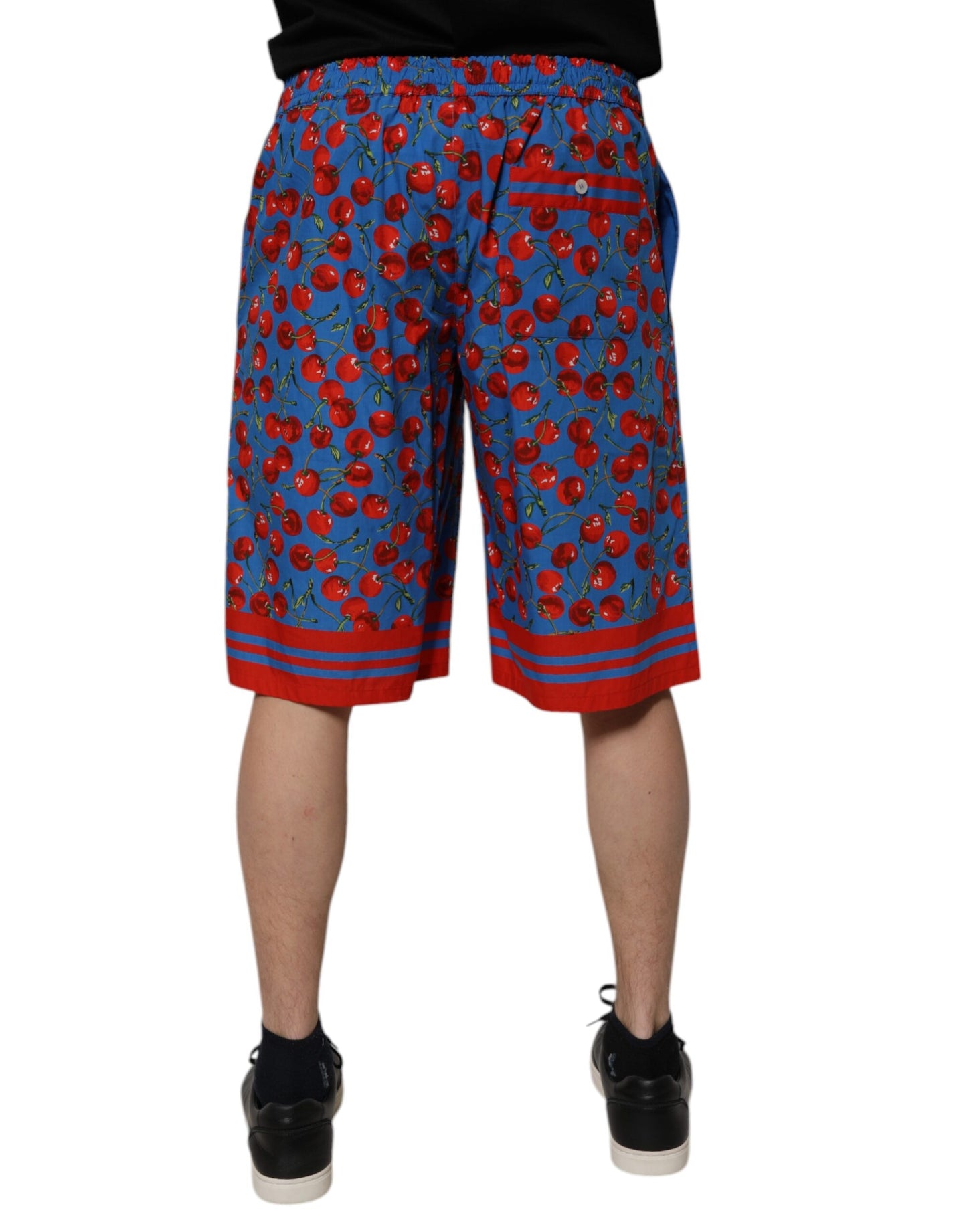 Dolce & Gabbana – Bermudashorts aus Baumwolle mit blauem Kirschdruck für Herren