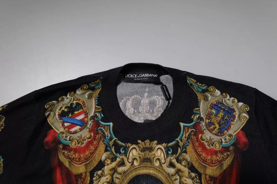 Dolce & Gabbana Maglione girocollo in seta DG Heraldic nero