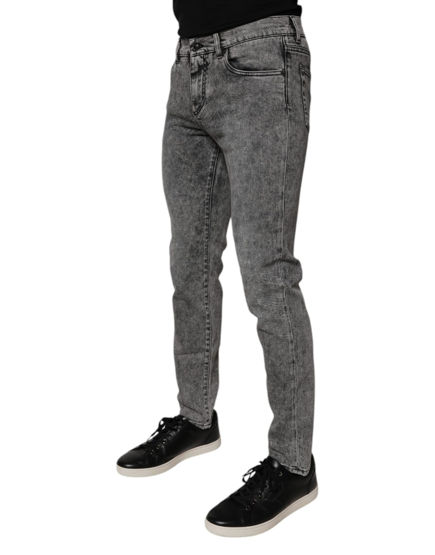 Dolce & Gabbana Dunkelgraue Slim Fit-Jeans aus gewaschener Baumwolle