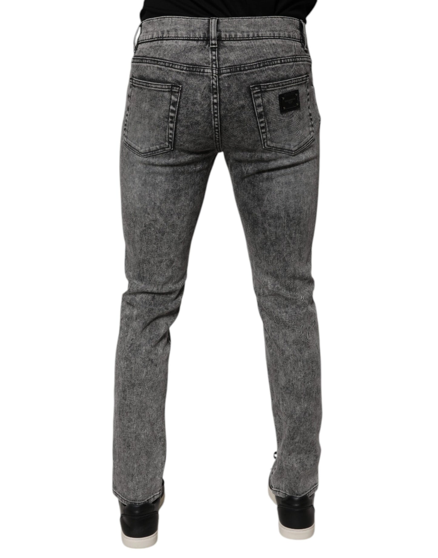 Dolce & Gabbana Dunkelgraue Slim Fit-Jeans aus gewaschener Baumwolle