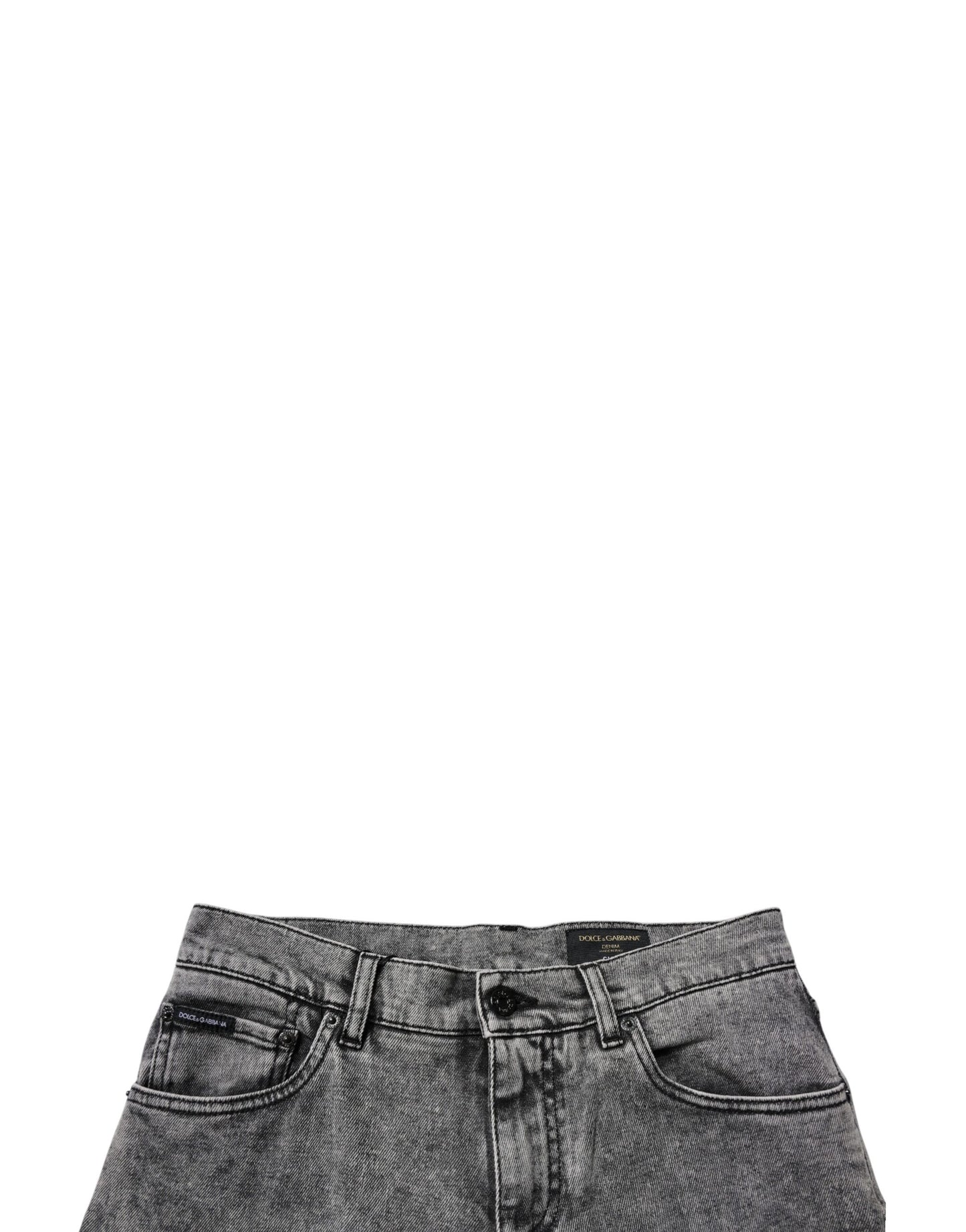 Dolce & Gabbana Dunkelgraue Slim Fit-Jeans aus gewaschener Baumwolle
