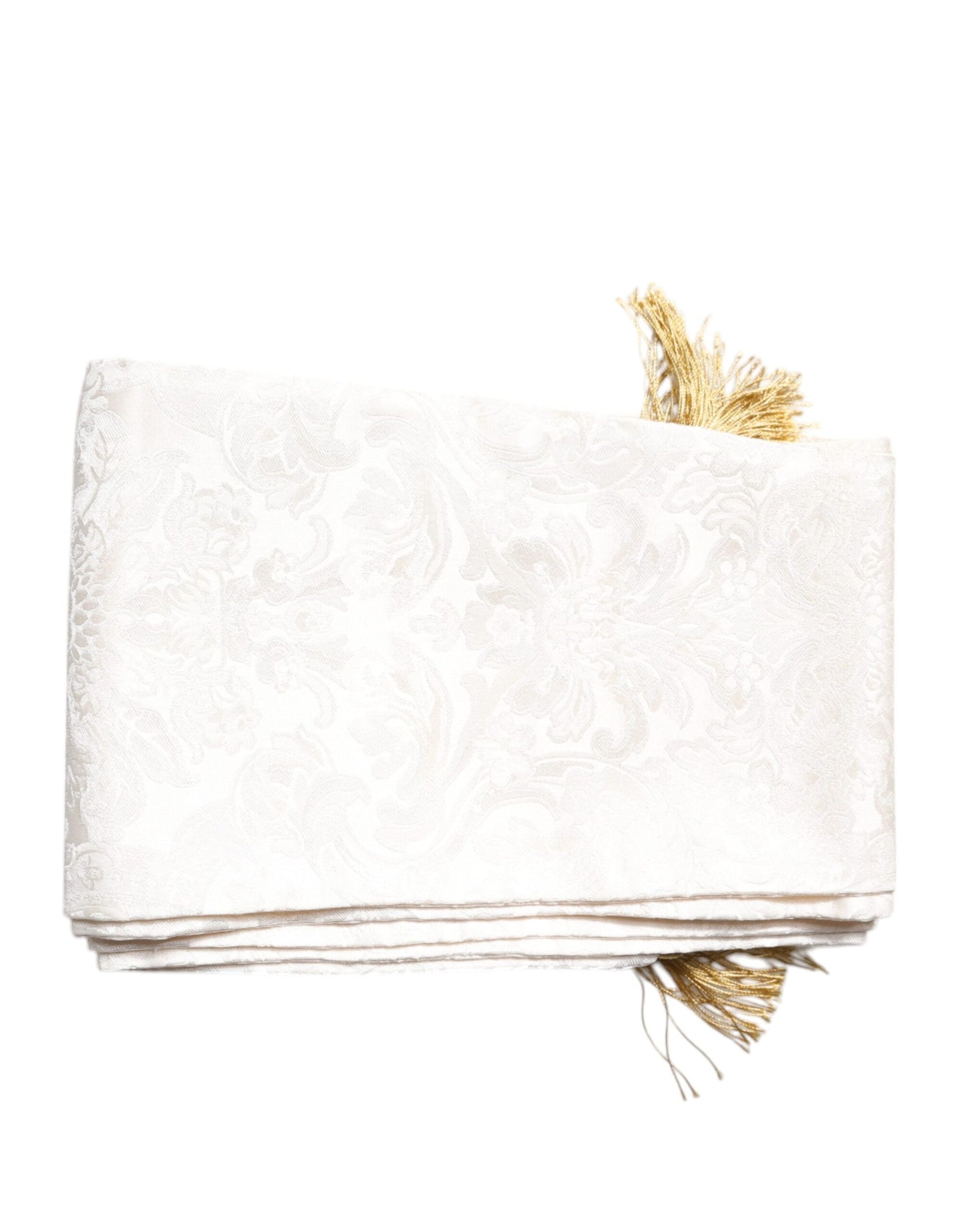 Sciarpa sottile con frange in jacquard floreale bianco Dolce & Gabbana