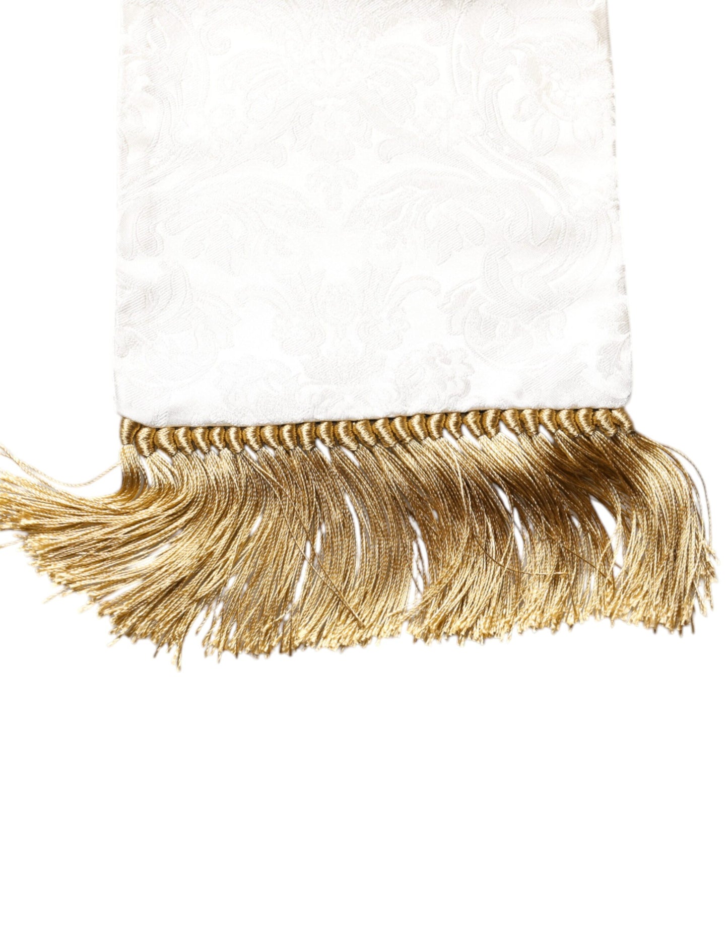Sciarpa sottile con frange in jacquard floreale bianco Dolce & Gabbana