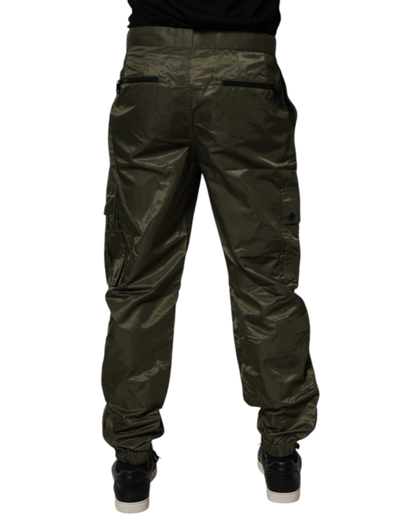 Dolce & Gabbana Dunkelgrüne Cargohose aus Nylon