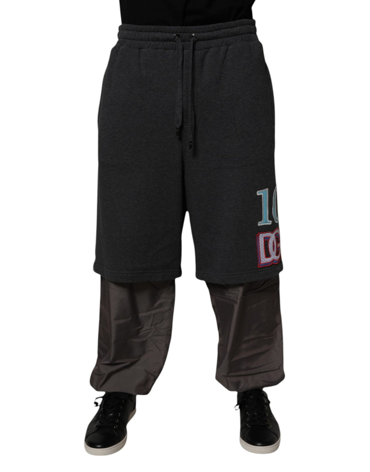 Dolce & Gabbana Dunkelgraue, gerade geschnittene Jogginghose aus Baumwolle