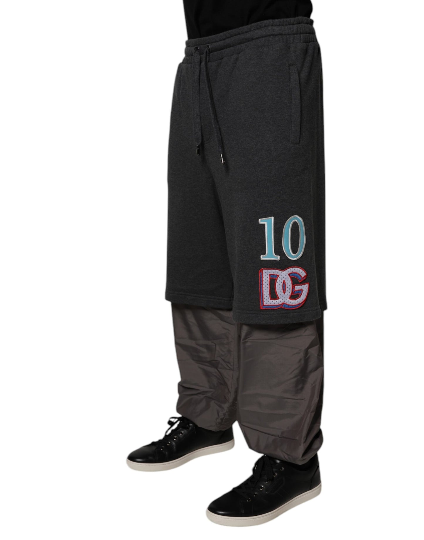 Dolce & Gabbana Dunkelgraue, gerade geschnittene Jogginghose aus Baumwolle