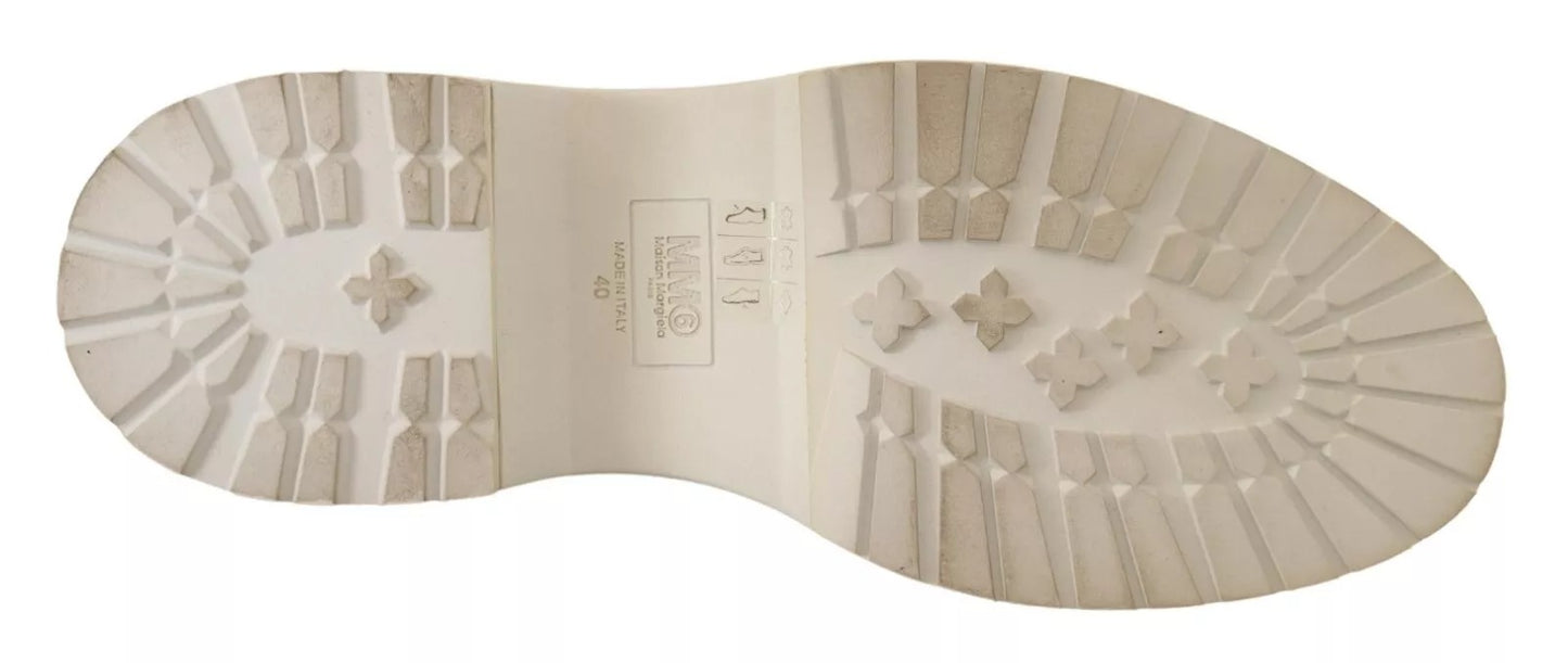MM6 Maison Margiela – Weiße Sneakers aus Leder mit Schnürung