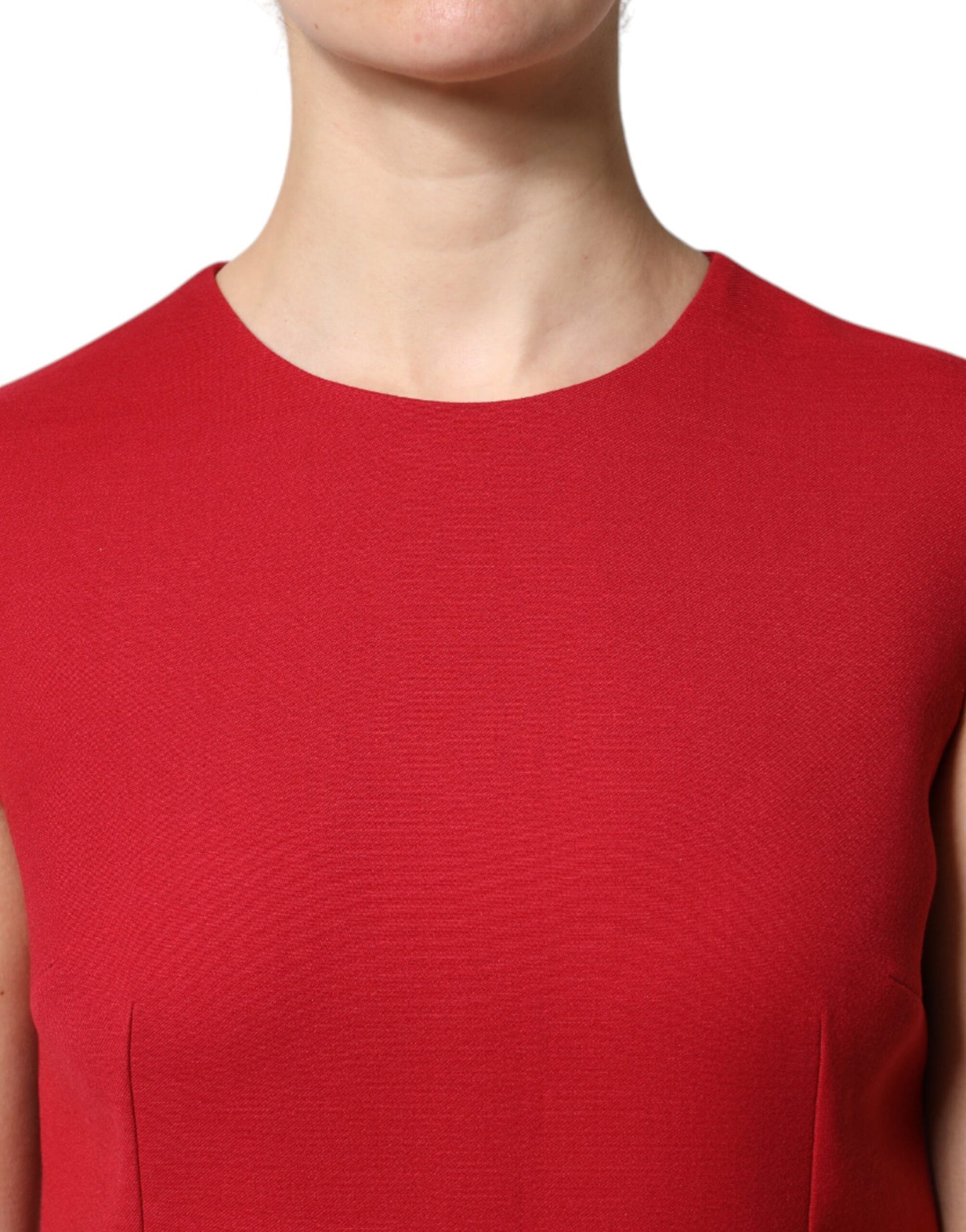 Dolce & Gabbana Red Wool Sleeveless Knee Length A-line Dress