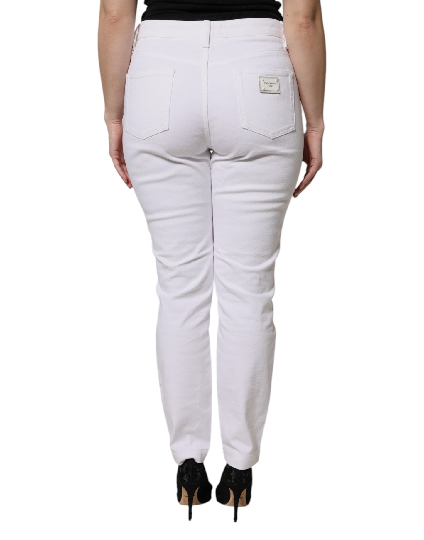 Dolce & Gabbana – Weiße Skinny-Jeans aus Baumwolle mit mittlerer Taille