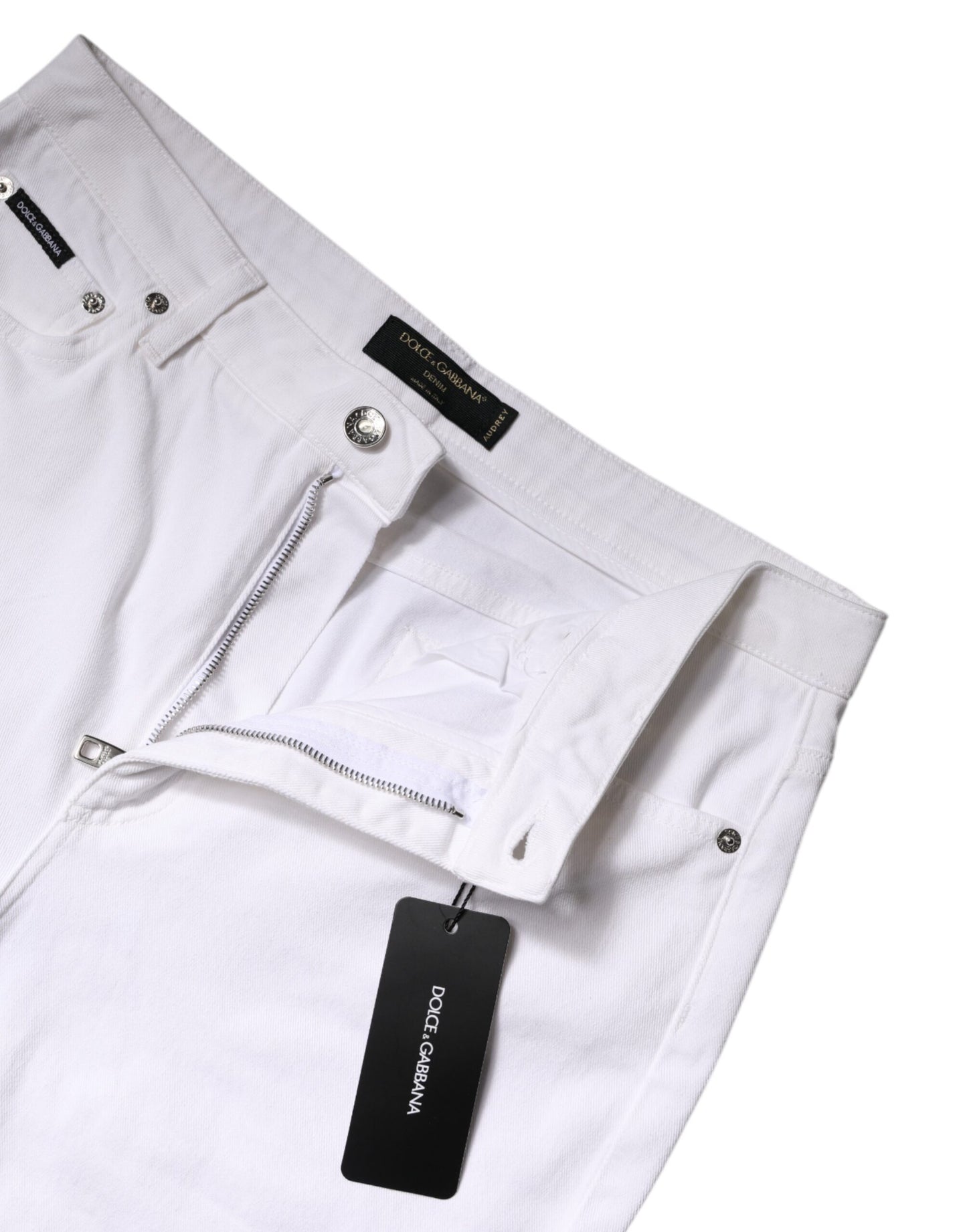 Dolce & Gabbana – Weiße Skinny-Jeans aus Baumwolle mit mittlerer Taille