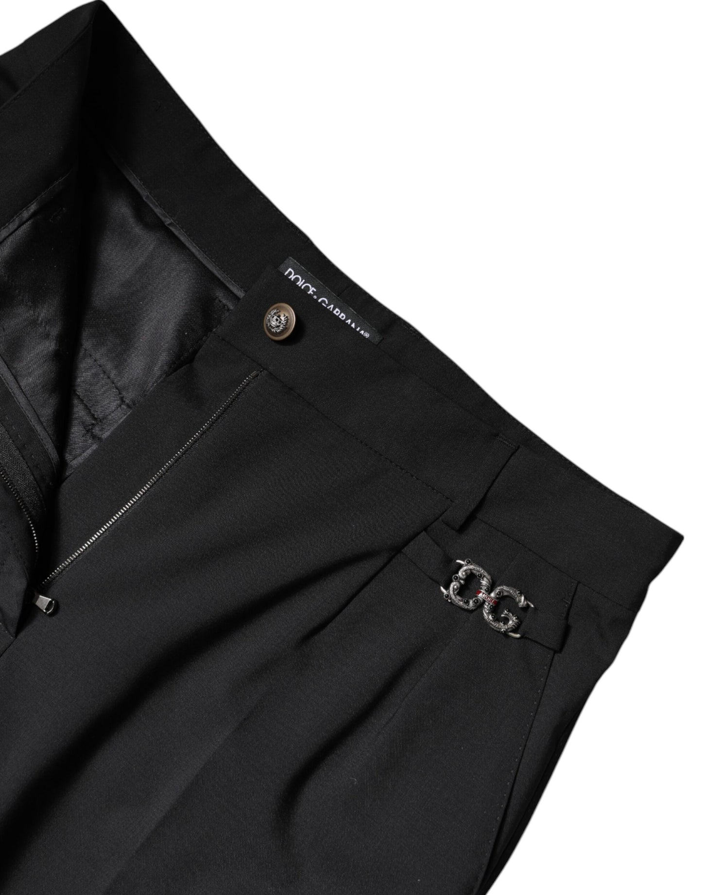 Dolce & Gabbana Schwarze Anzughose aus Polyester mit hoher Taille