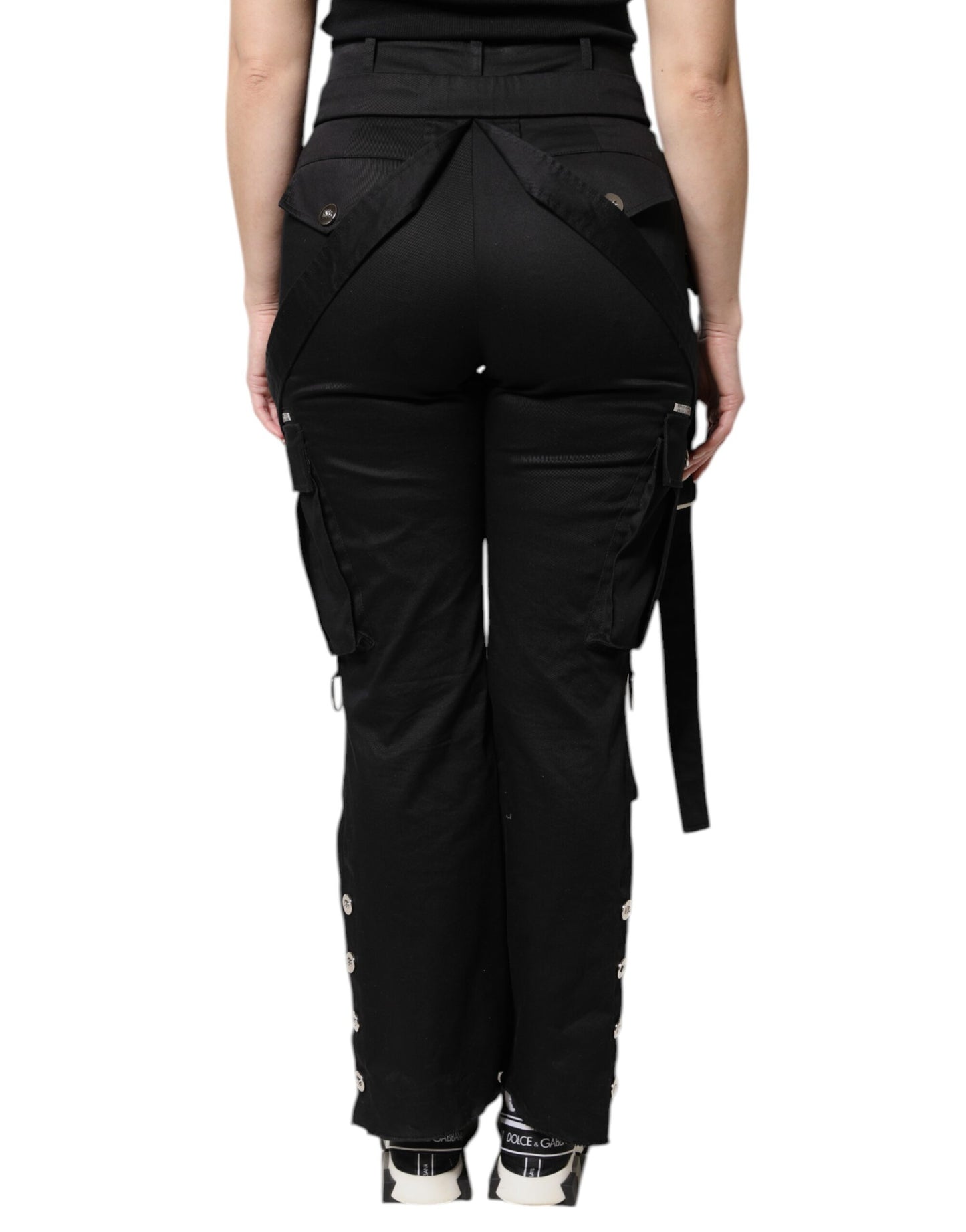 Dolce & Gabbana Schwarze Cargohose aus Baumwolle mit hoher Taille