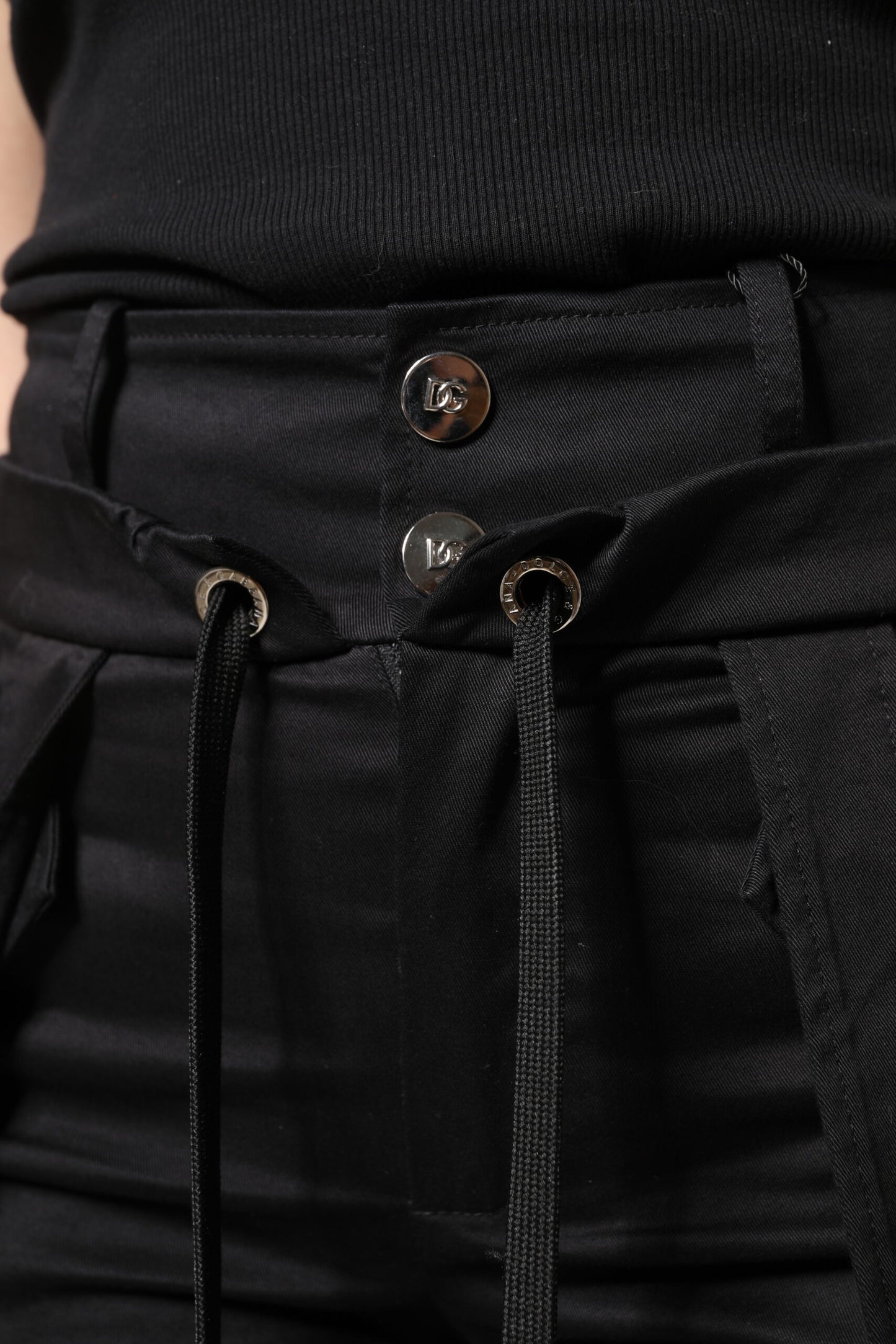 Dolce & Gabbana Schwarze Cargohose aus Baumwolle mit hoher Taille