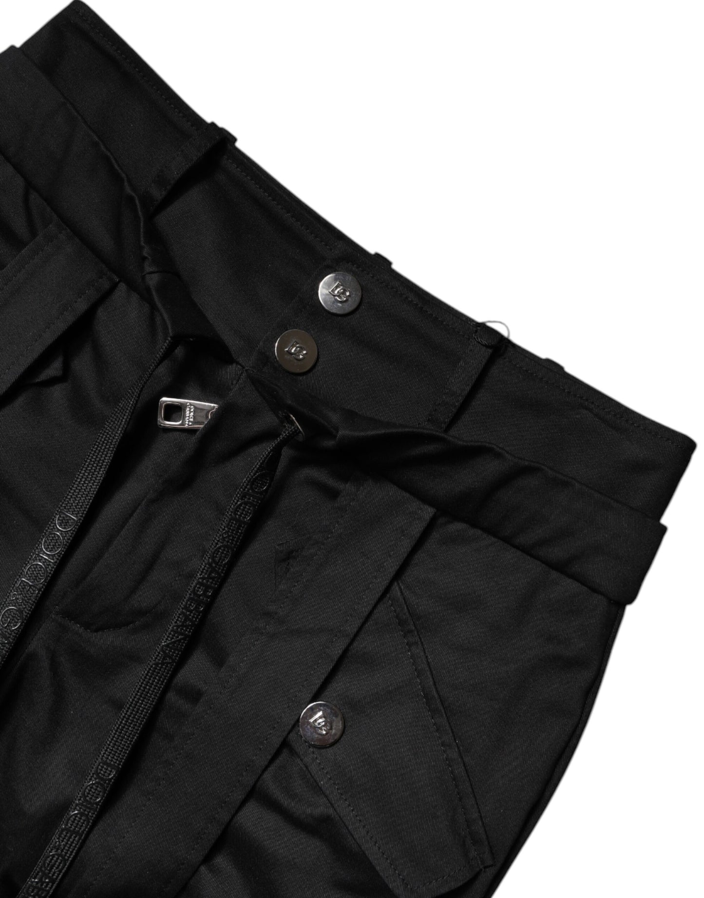 Dolce & Gabbana Schwarze Cargohose aus Baumwolle mit hoher Taille