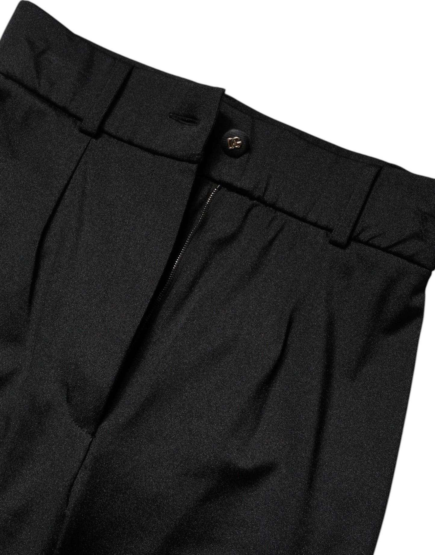 Dolce & Gabbana – Schwarze Slim-Fit-Hose aus Nylon mit hoher Taille