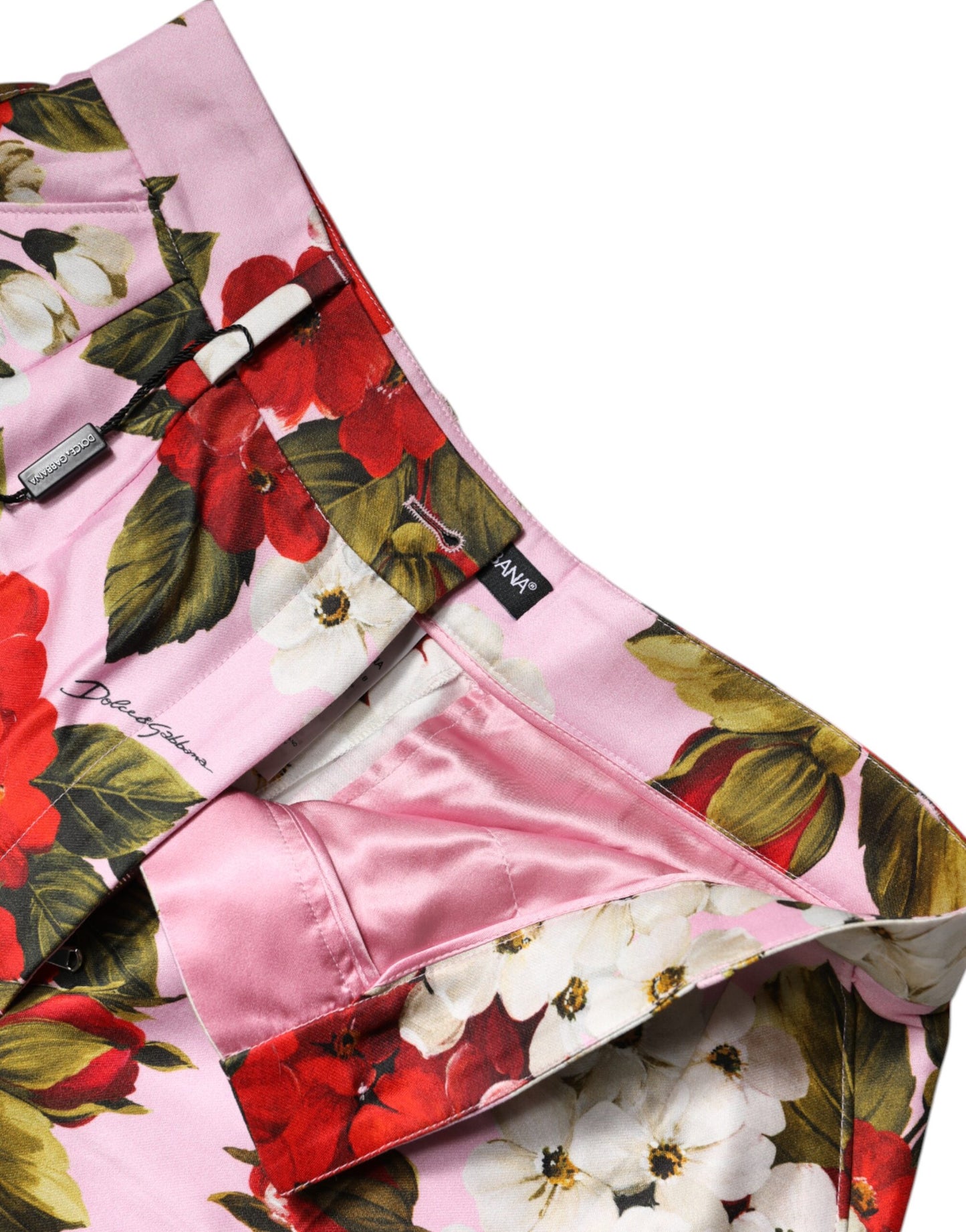 Dolce & Gabbana – Hotpants mit hoher Taille und Blumenmuster in Rosa