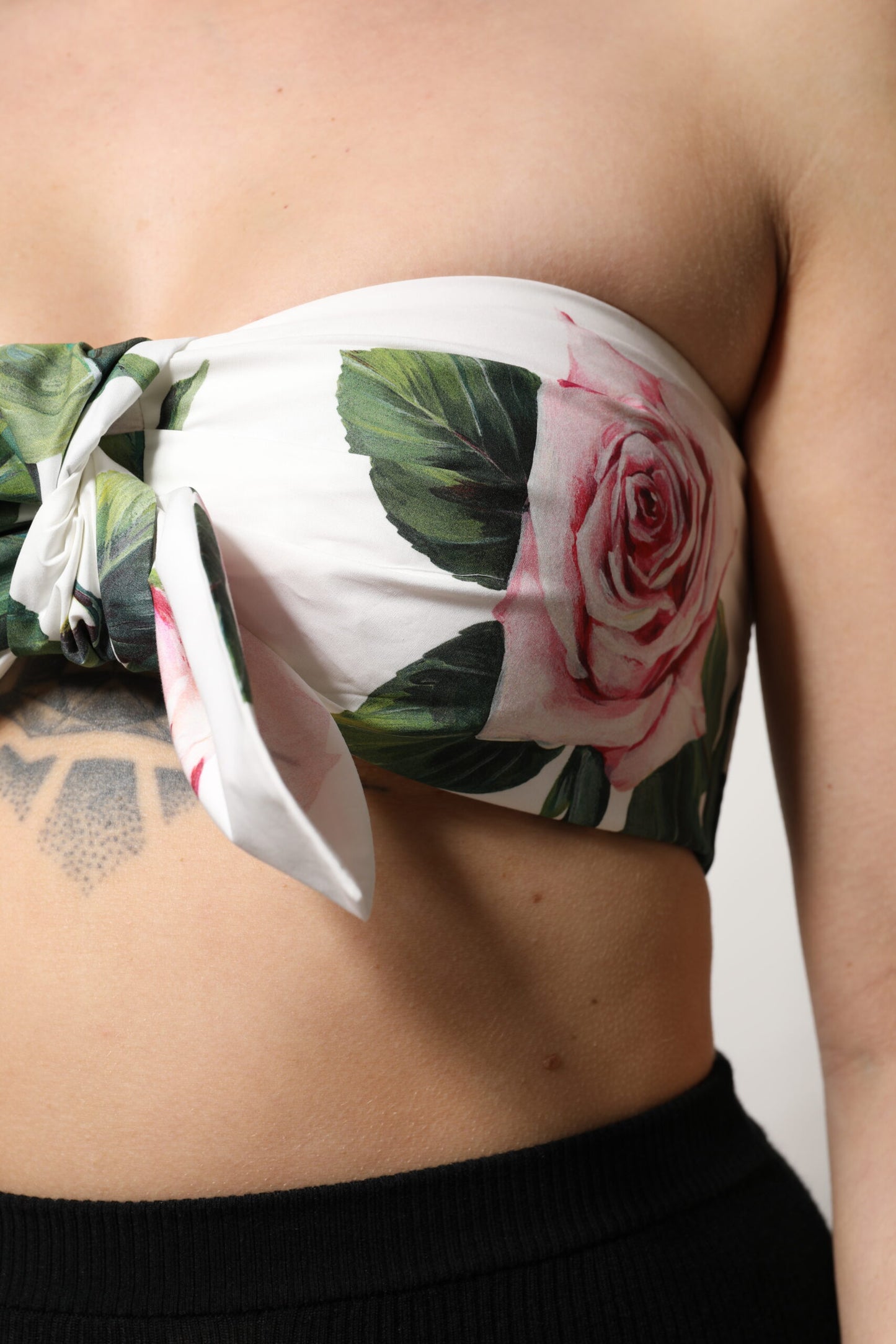 Top bustier con stampa floreale bianca Dolce & Gabbana