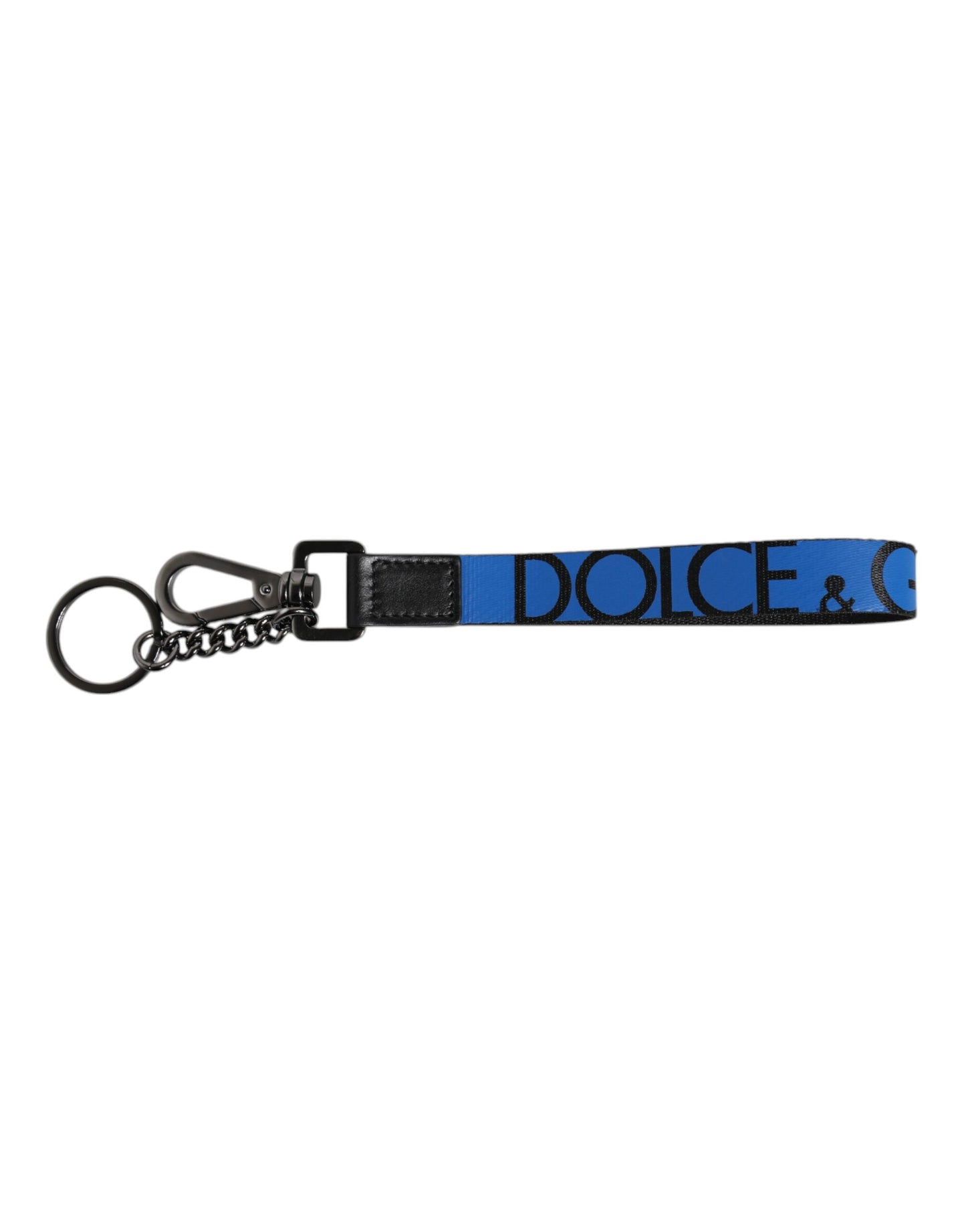 Dolce & Gabbana Blaues Logo Nylon Silber Messing Herren Halter Schlüsselanhänger