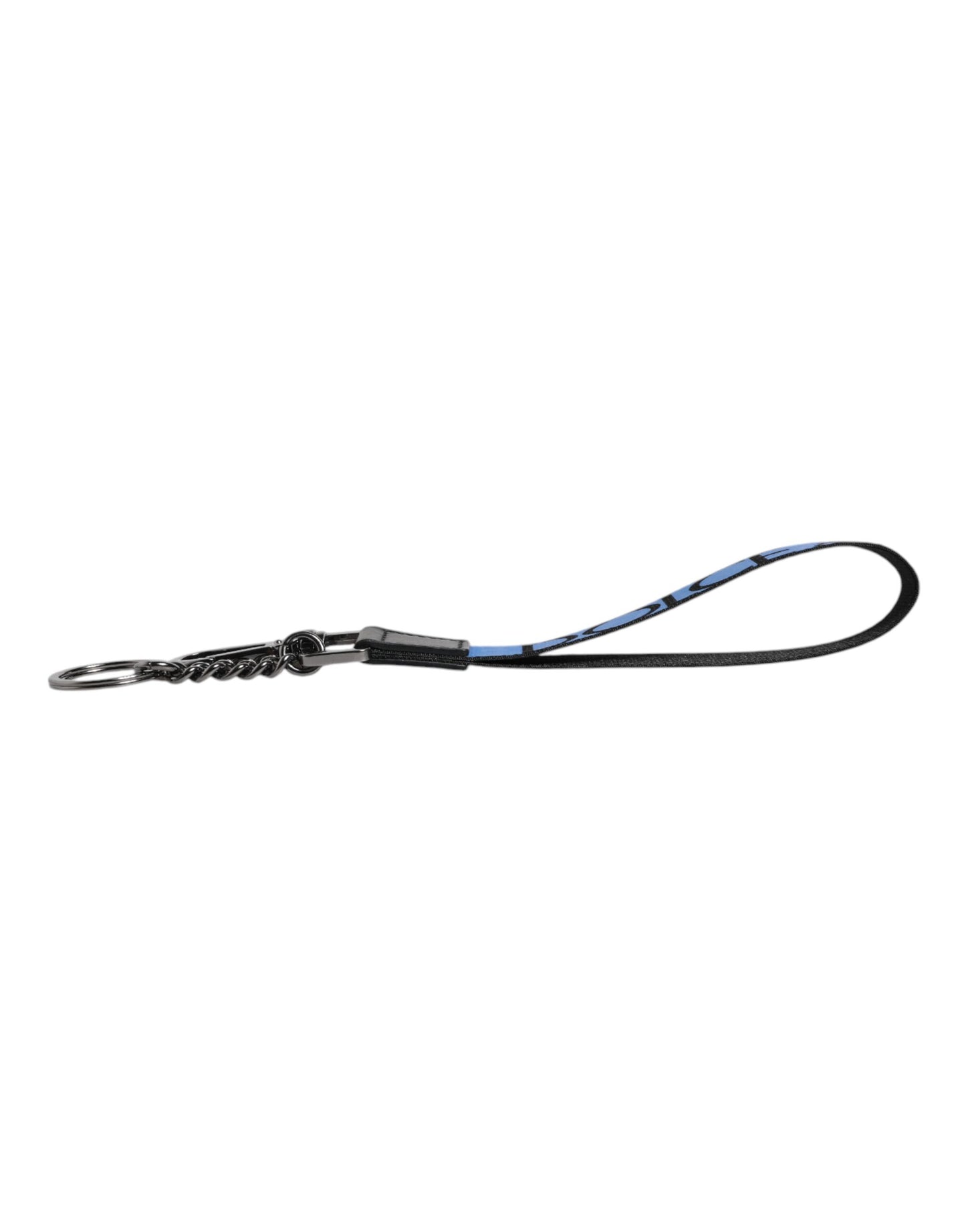 Dolce & Gabbana Blaues Logo Nylon Silber Messing Herren Halter Schlüsselanhänger