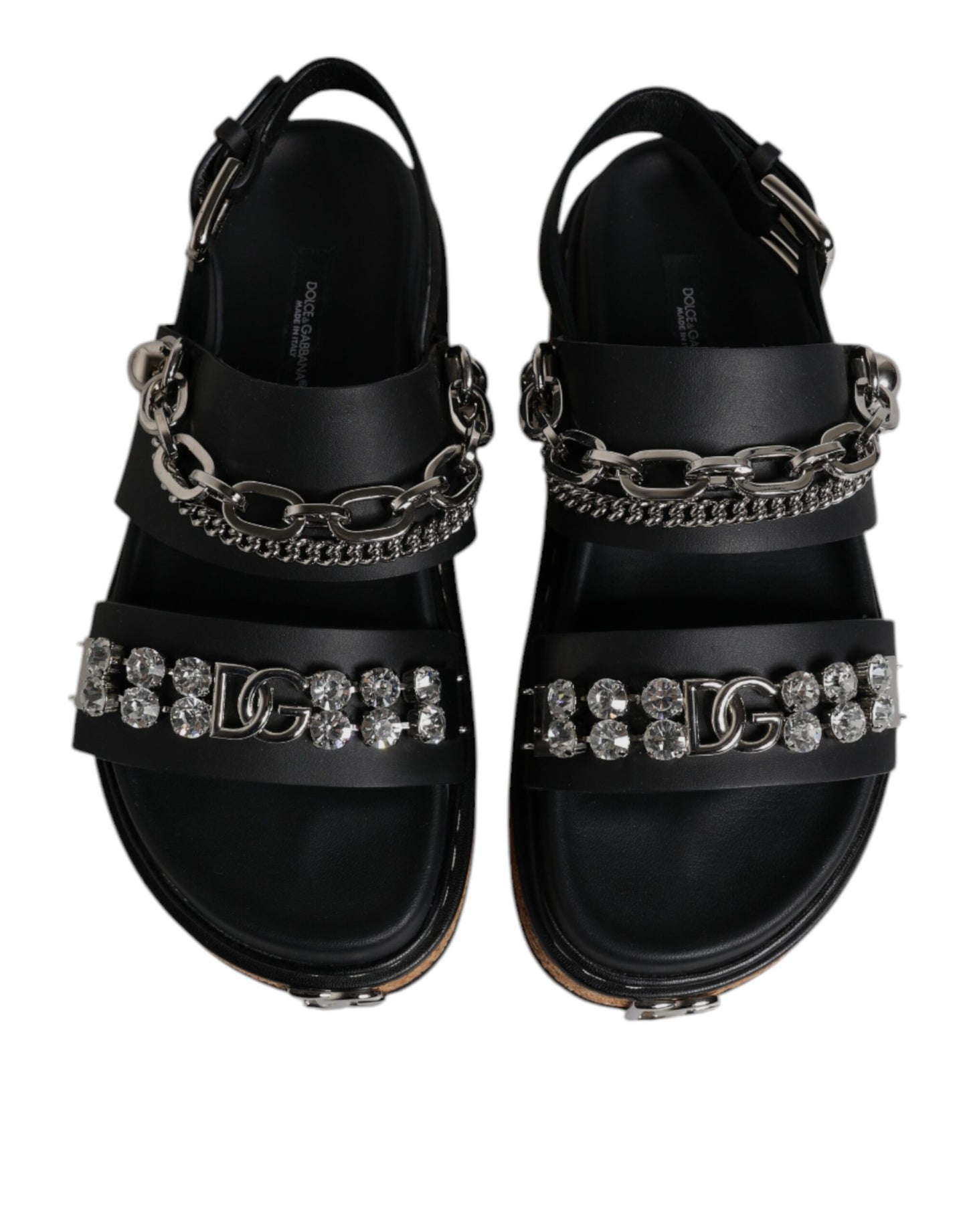 Dolce & Gabbana – Schwarze Sandalen mit Kristallverzierung und Riemen