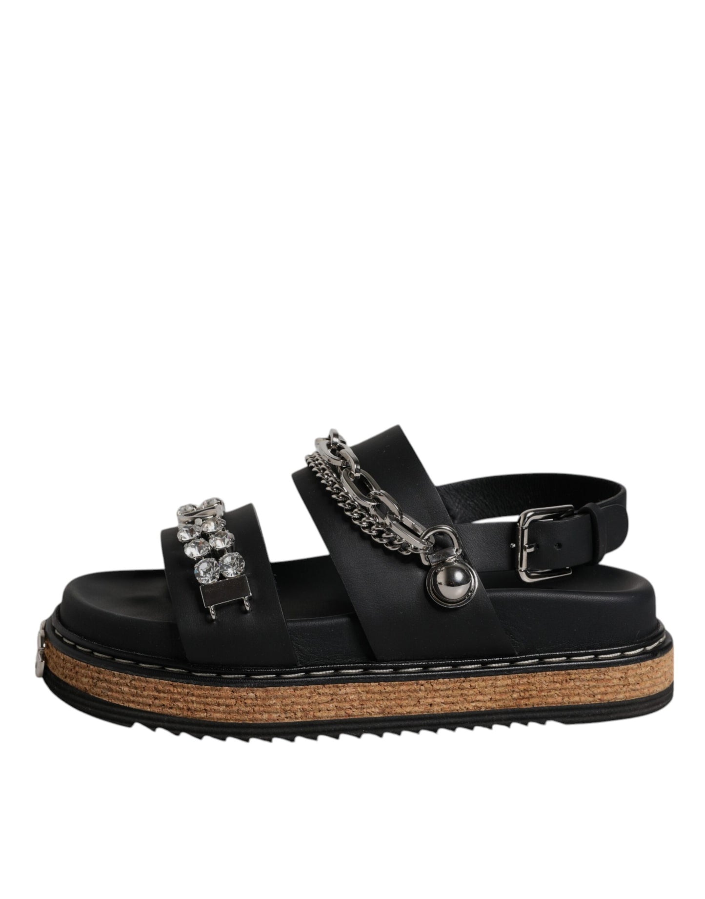 Dolce & Gabbana – Schwarze Sandalen mit Kristallverzierung und Riemen