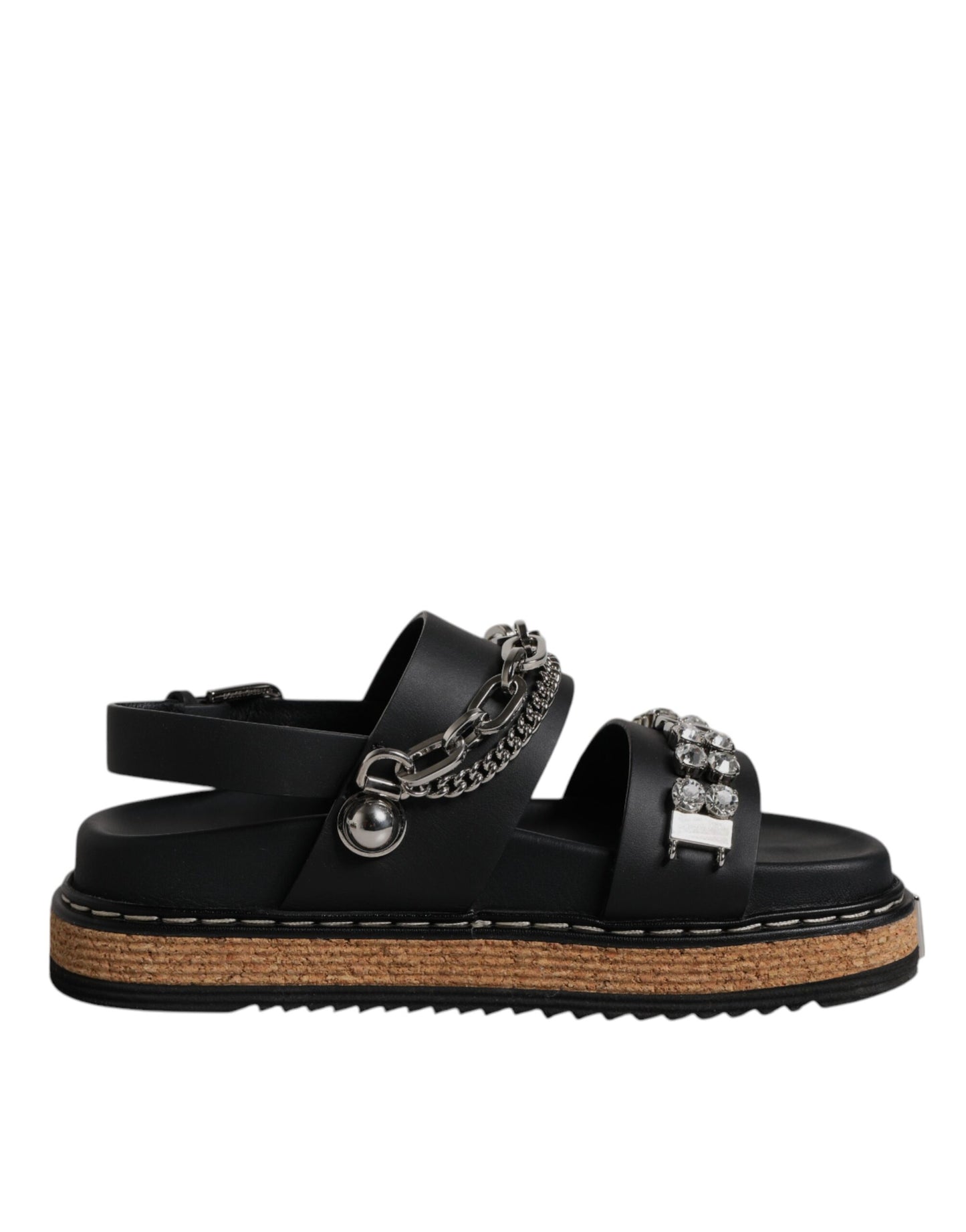 Dolce & Gabbana – Schwarze Sandalen mit Kristallverzierung und Riemen