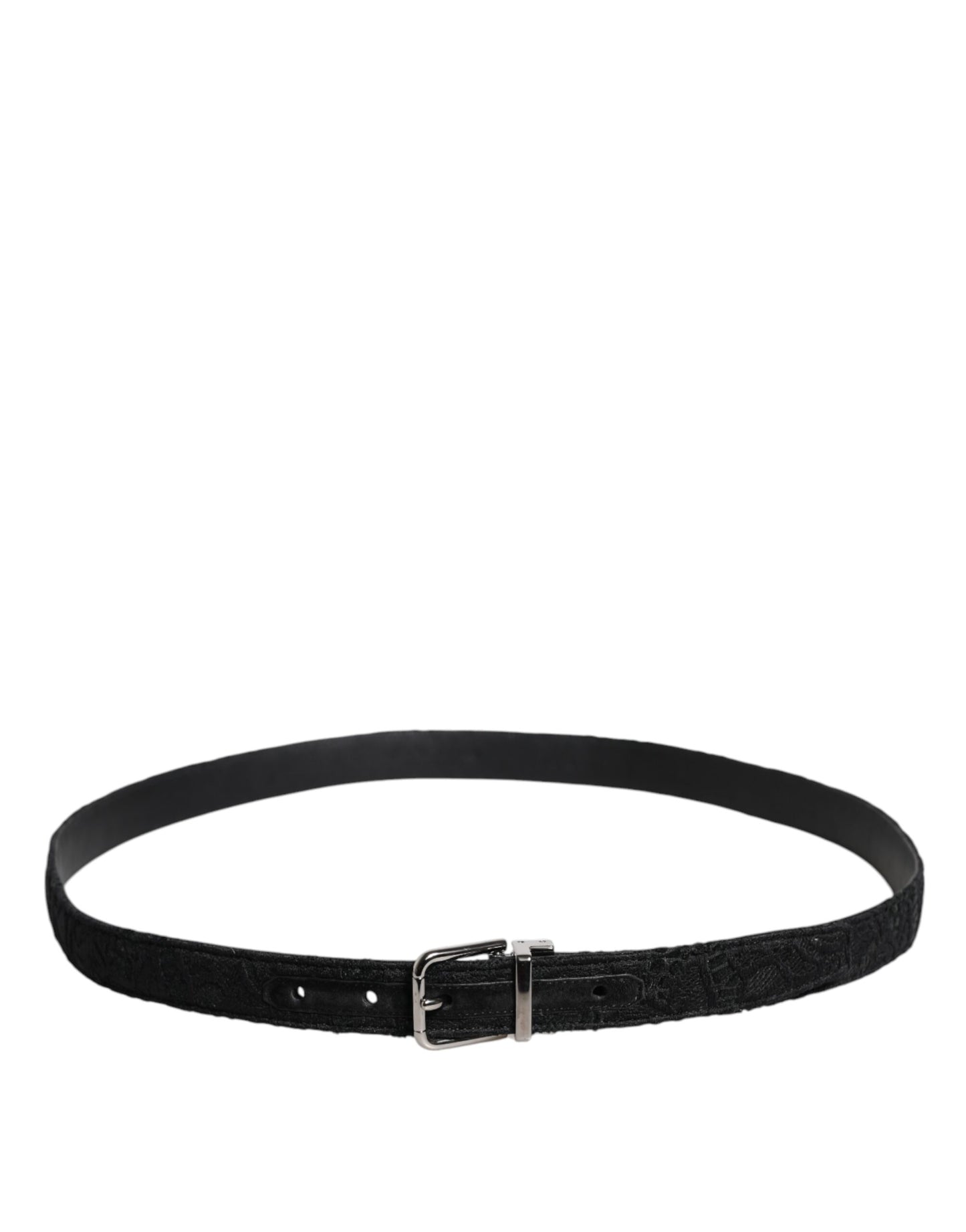 Cintura Dolce & Gabbana in misto cotone nero con fibbia in metallo argentato