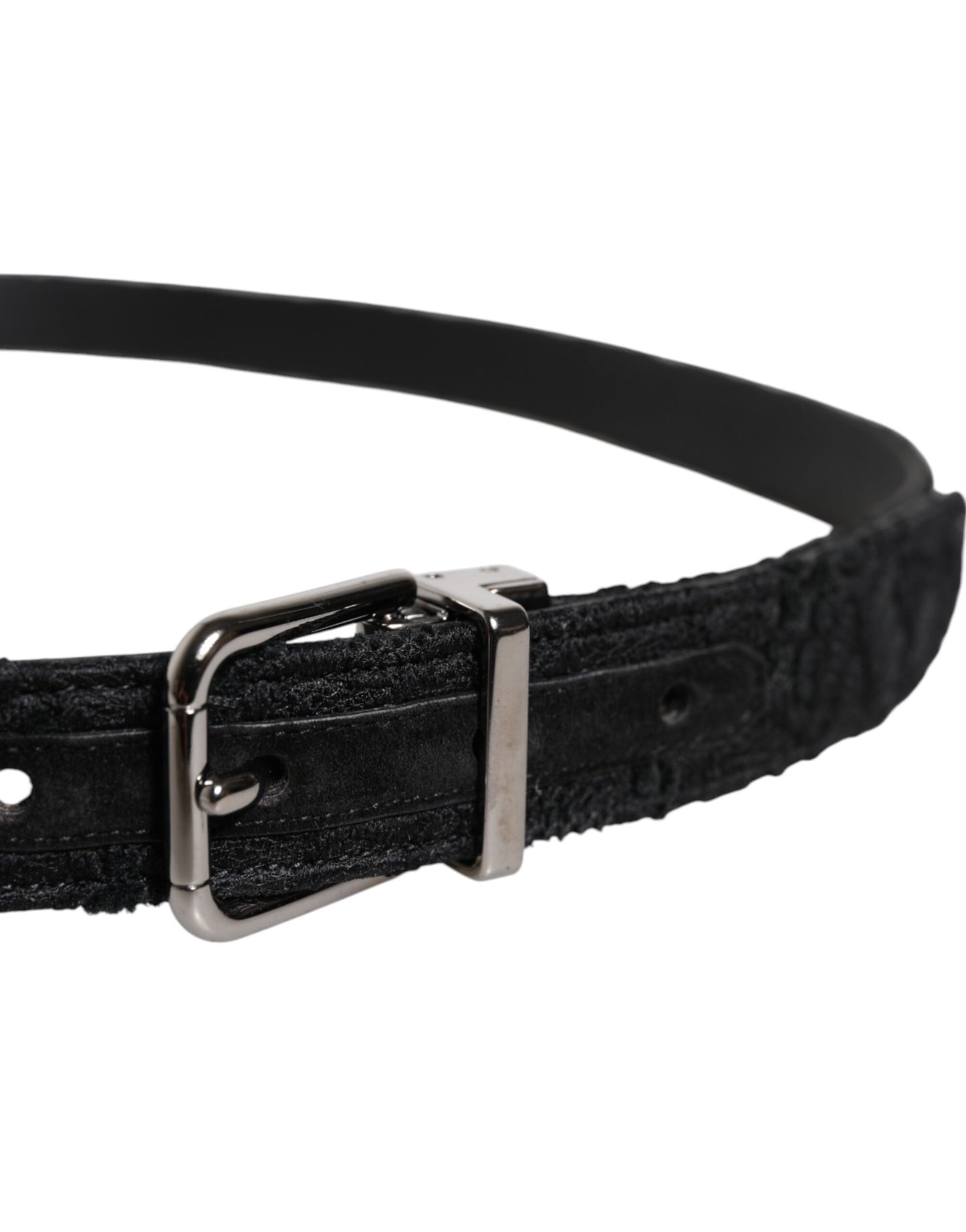 Cintura Dolce & Gabbana in misto cotone nero con fibbia in metallo argentato