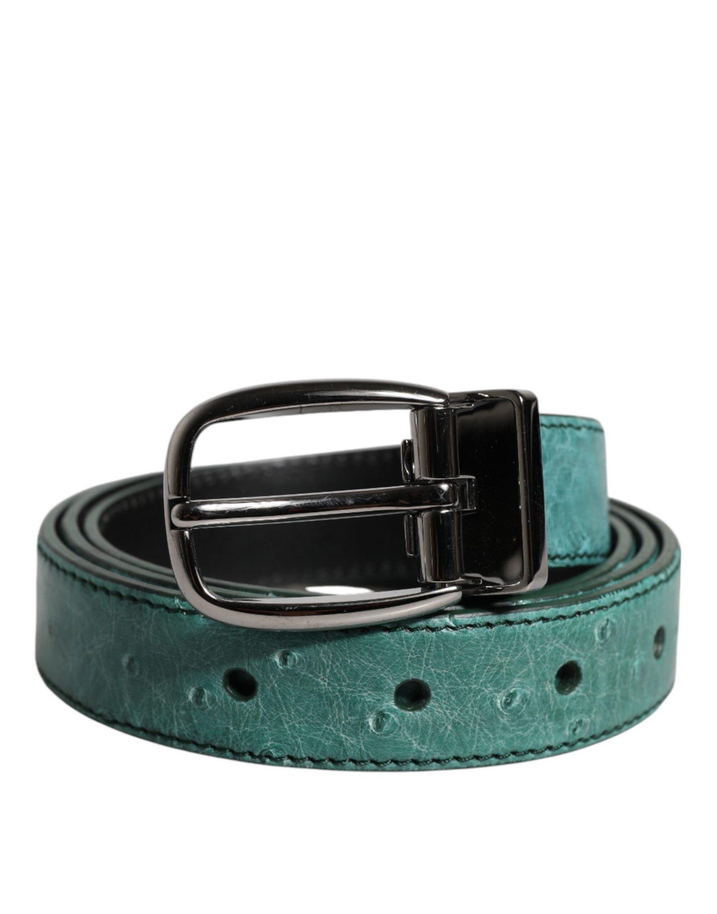Cintura Dolce & Gabbana in pelle verde con fibbia in metallo argentato