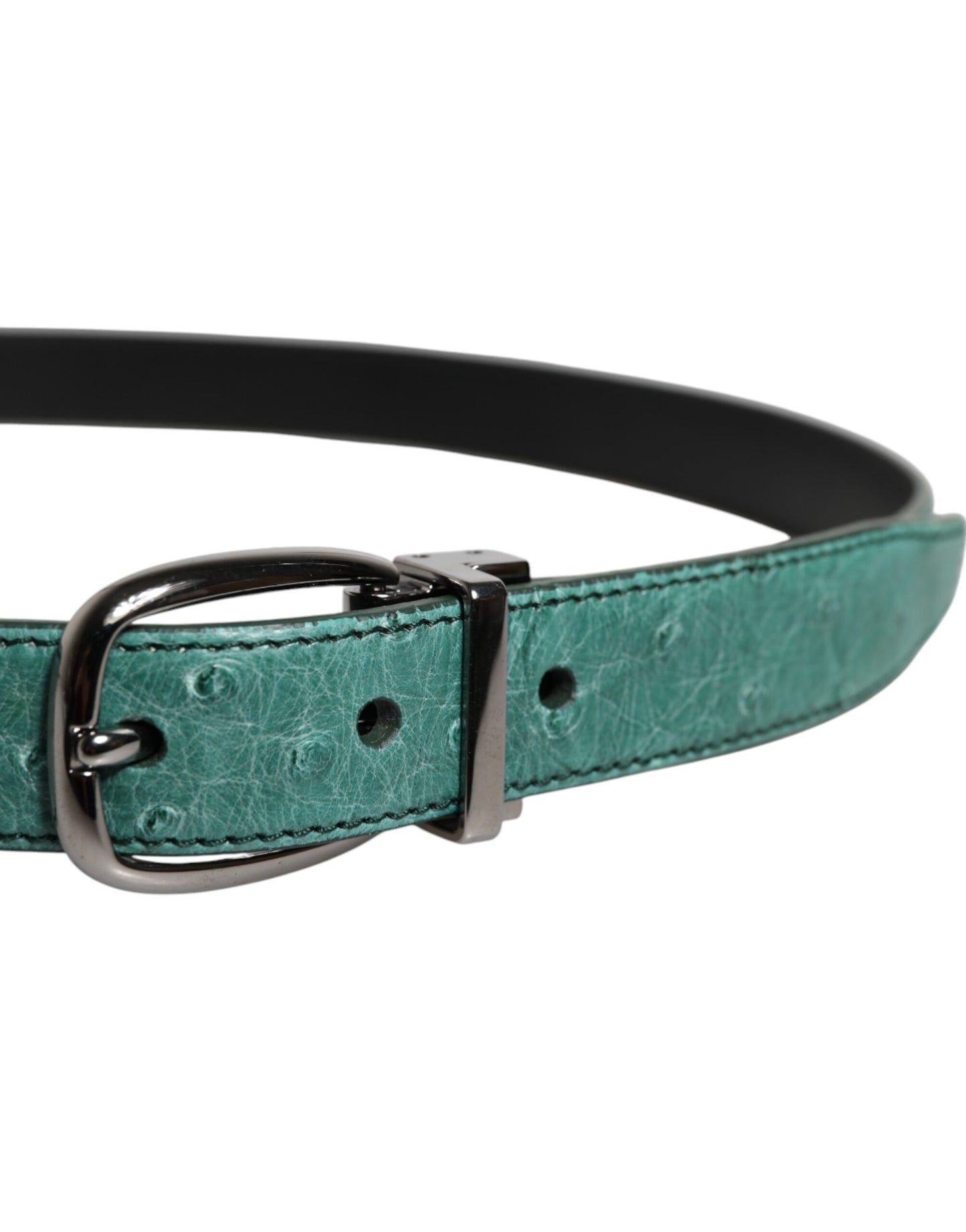 Cintura Dolce & Gabbana in pelle verde con fibbia in metallo argentato