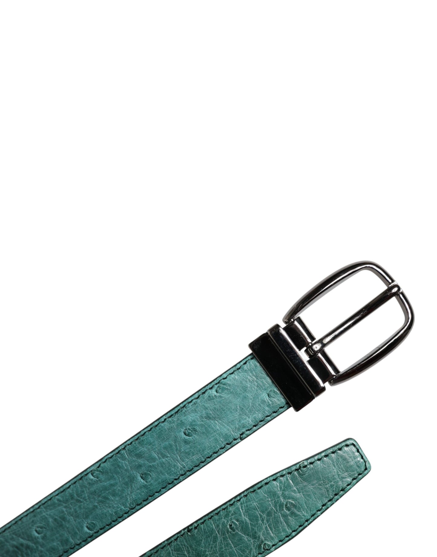 Cintura Dolce & Gabbana in pelle verde con fibbia in metallo argentato