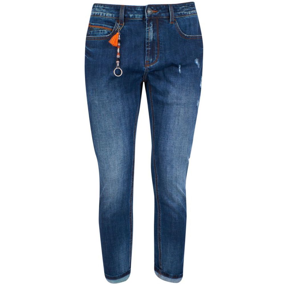 Yes Zee Herren-Jeans in Slim Fit aus blauer Baumwolle