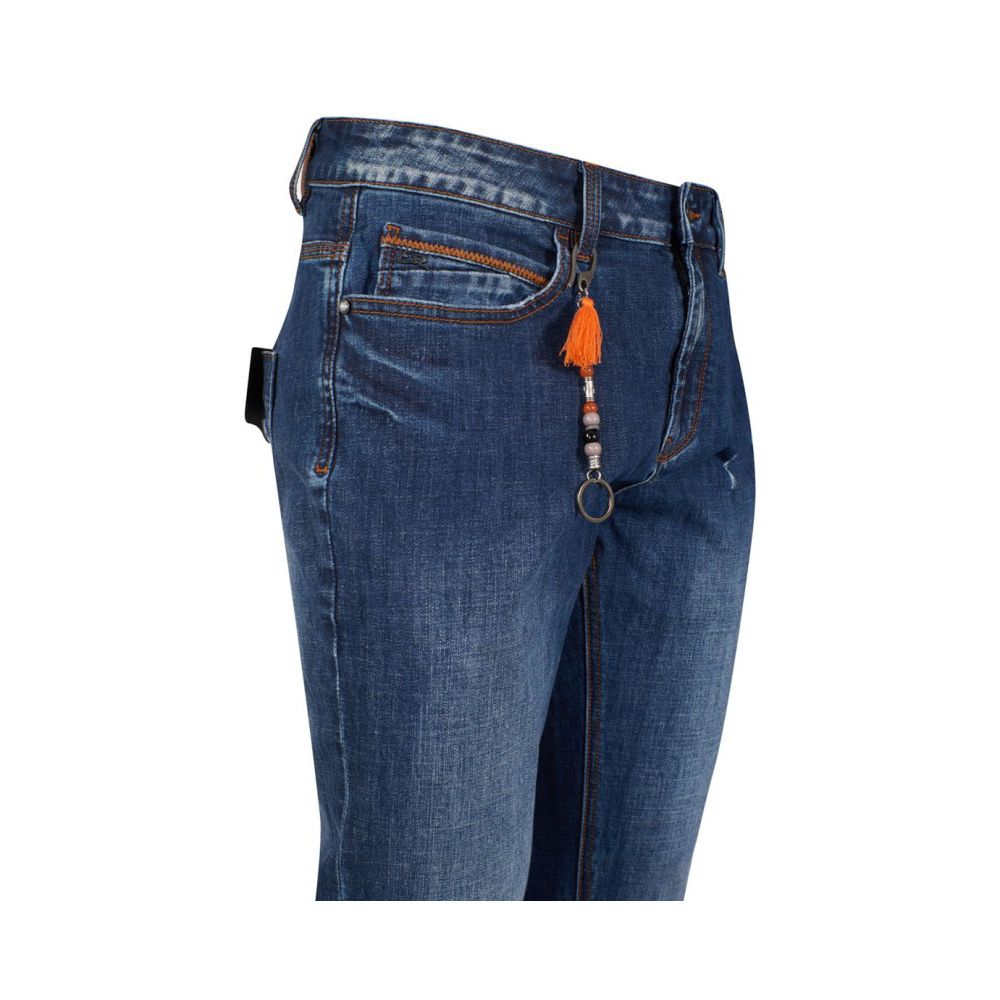 Yes Zee Herren-Jeans in Slim Fit aus blauer Baumwolle