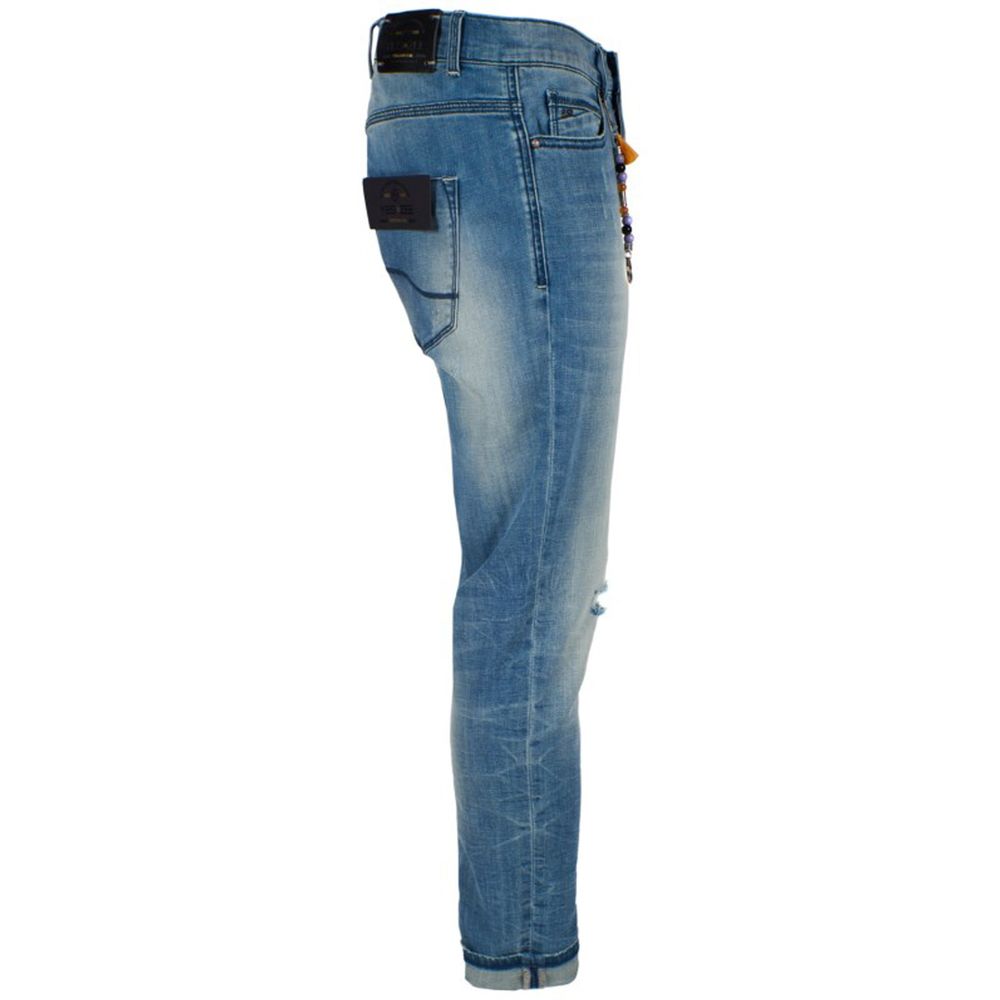 Yes Zee Herren-Jeans in Slim Fit aus blauer Baumwolle