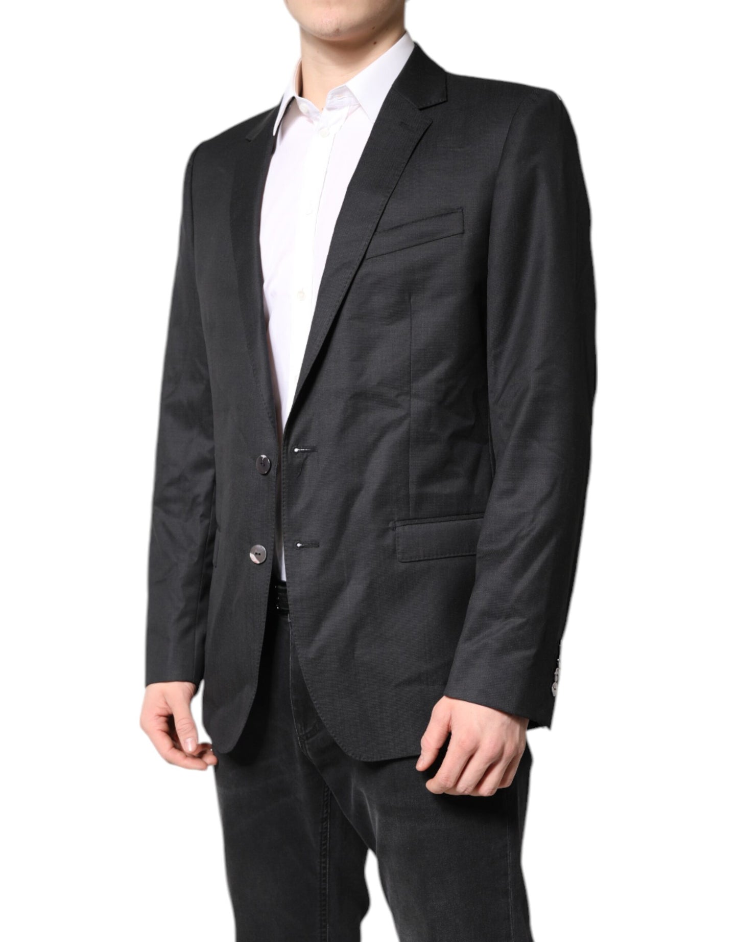 Dolce & Gabbana Schwarzer einreihiger Herrenmantel MARTINI Blazer