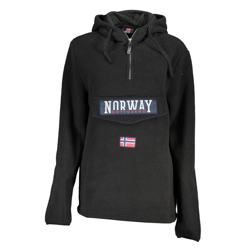 Norwegen 1963 Elegantes schwarzes Kapuzenpullover mit halbem Reißverschluss