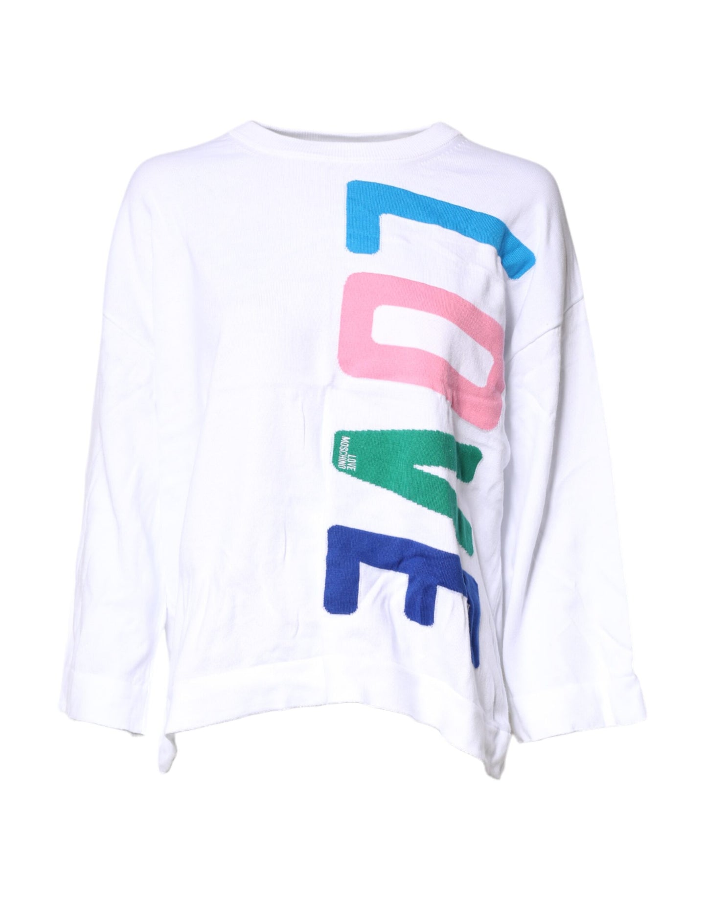 T-shirt a maniche lunghe in cotone con stampa grafica bianca Love Moschino