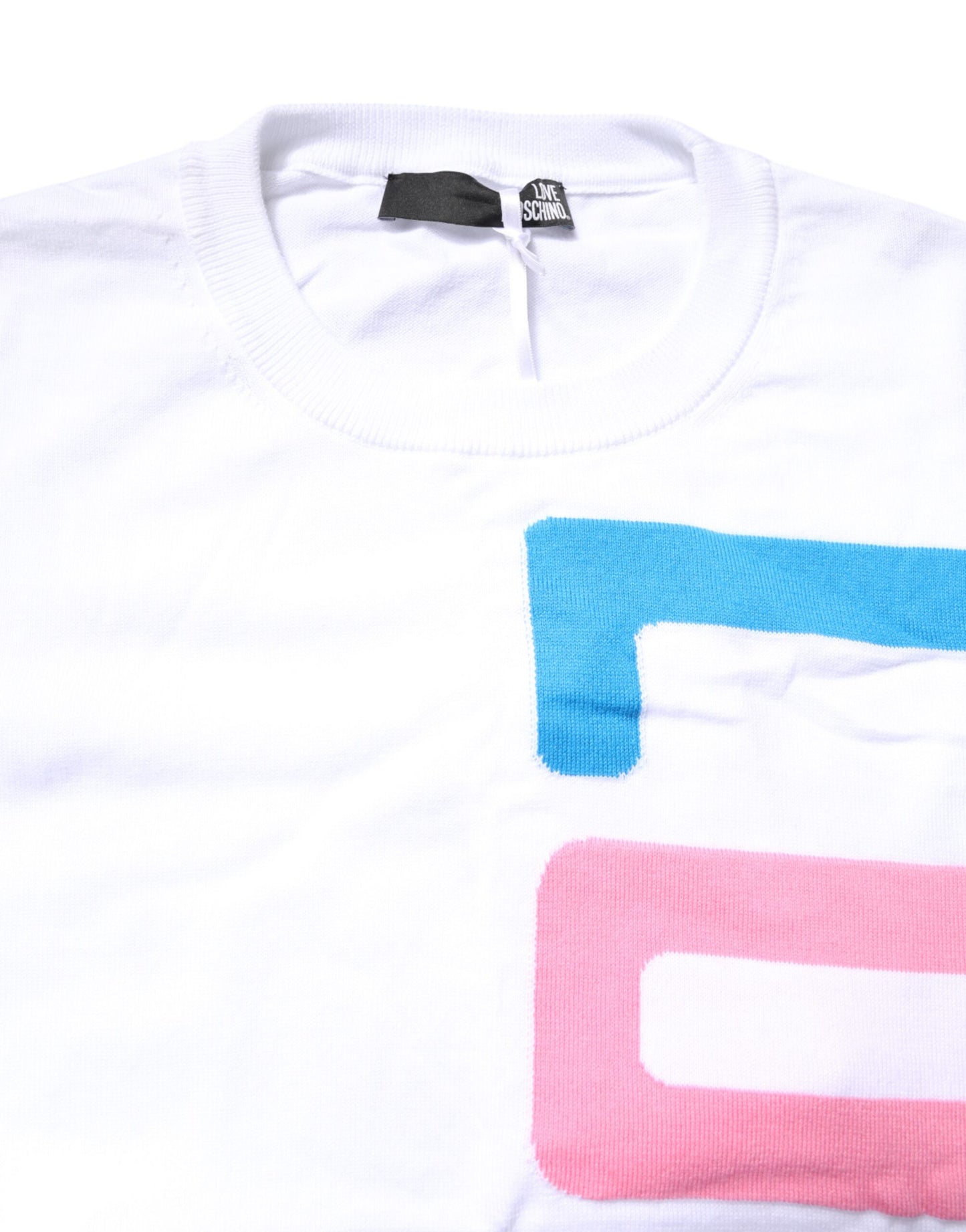 T-shirt a maniche lunghe in cotone con stampa grafica bianca Love Moschino