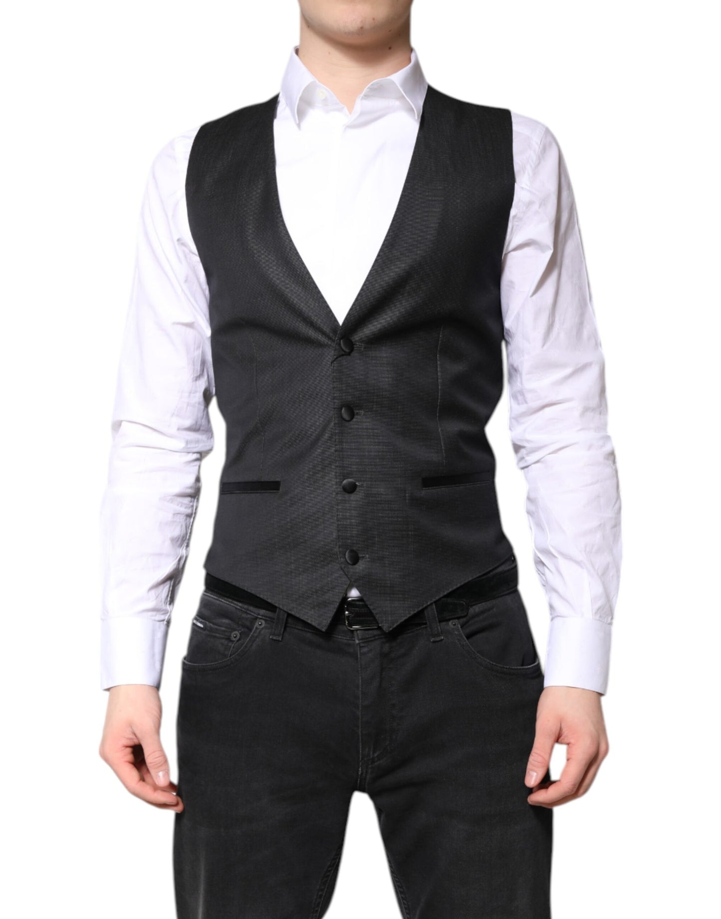 Dolce & Gabbana Schwarze Wollweste, formelle Weste