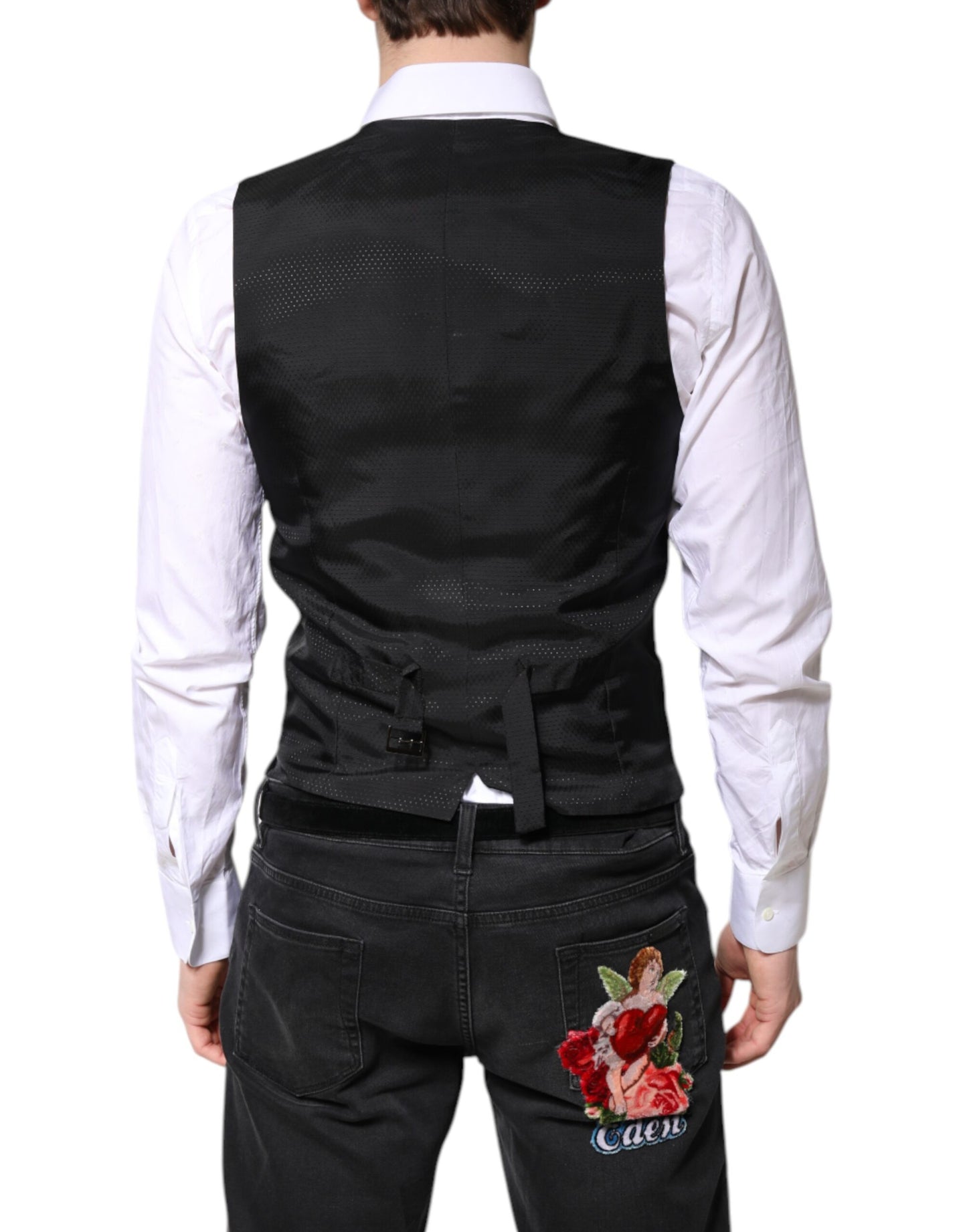Dolce & Gabbana Schwarze Wollweste, formelle Weste