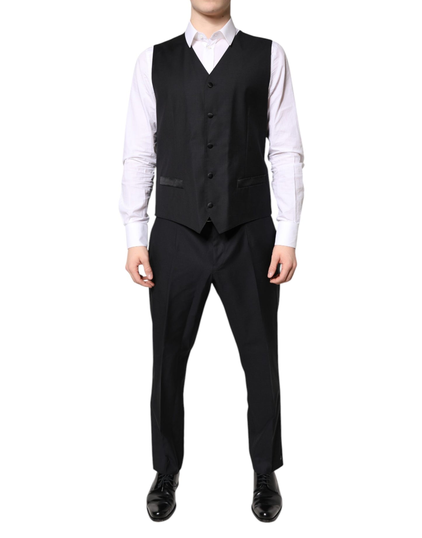 Dolce & Gabbana – Schwarzer, zweireihiger, formeller 3-teiliger Anzug