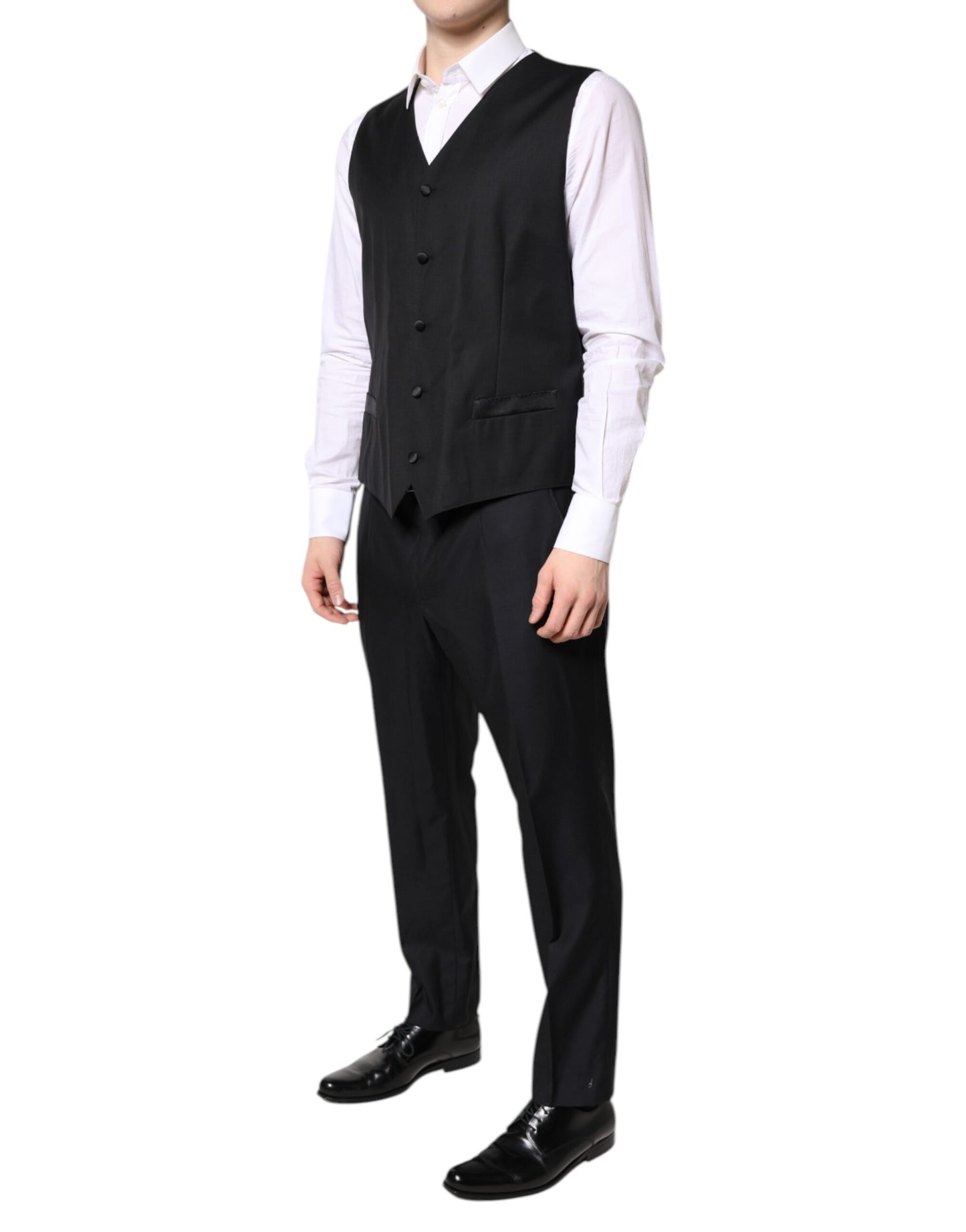 Dolce & Gabbana – Schwarzer, zweireihiger, formeller 3-teiliger Anzug