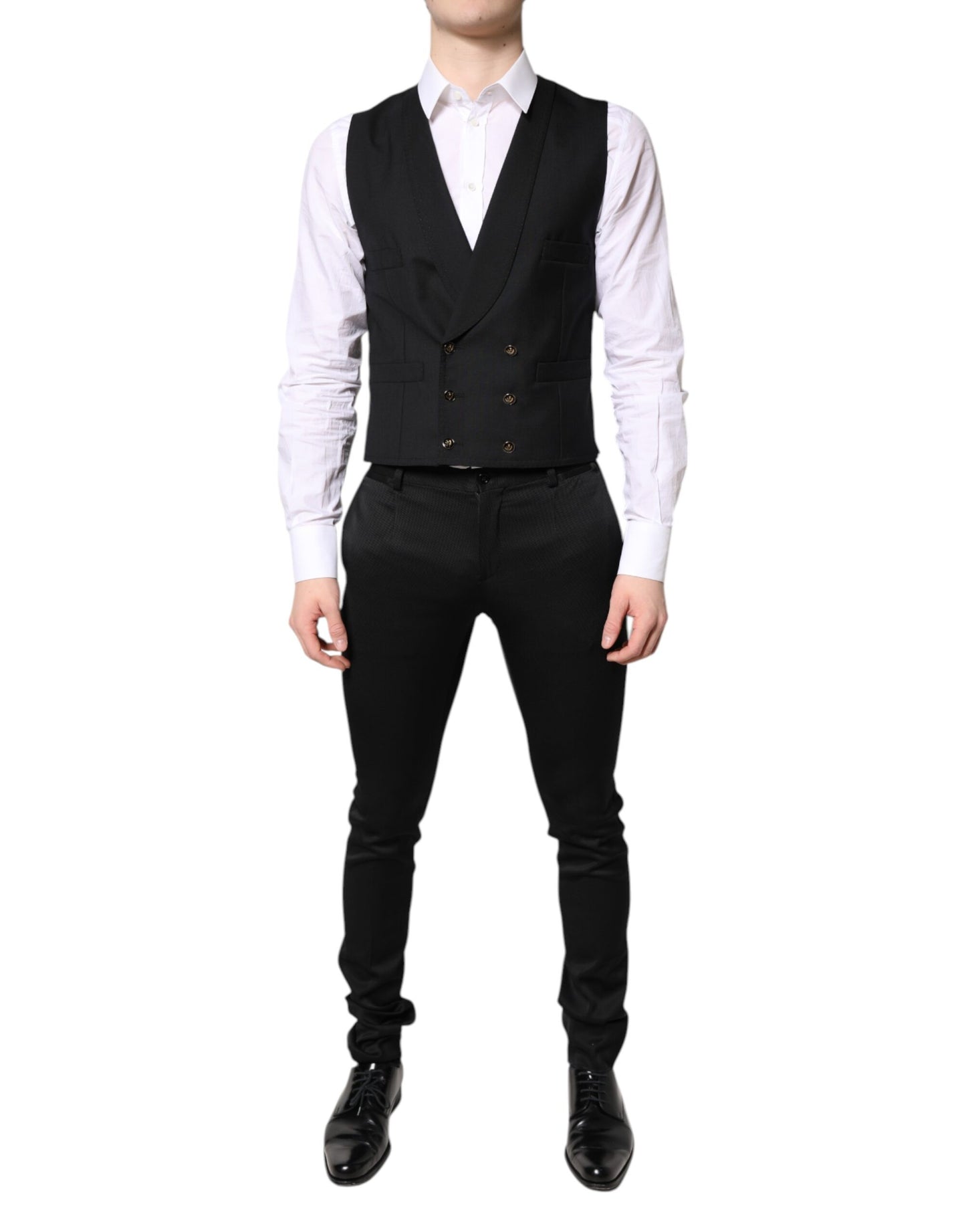 Dolce & Gabbana – Schwarzer, einreihiger, formeller Blazer mit Weste