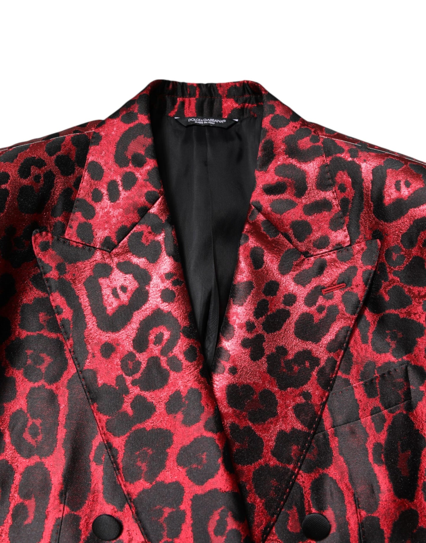 Dolce & Gabbana – Zweireihiger, zweiteiliger Anzug mit rotem Leopardenmuster