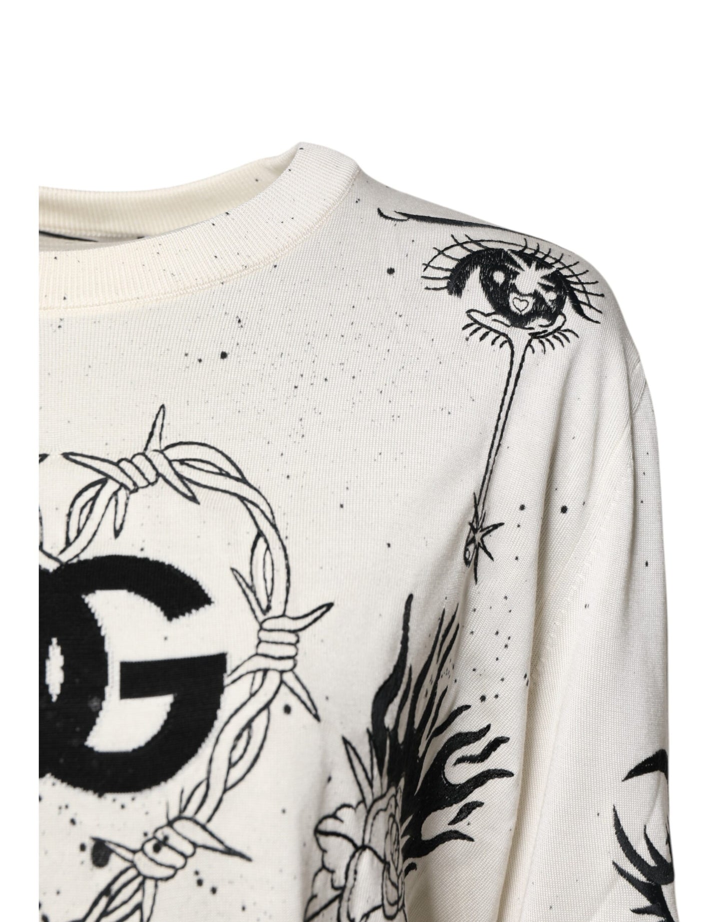 Dolce & Gabbana Weißer Pullover mit Logo-Engel-Print für Damen