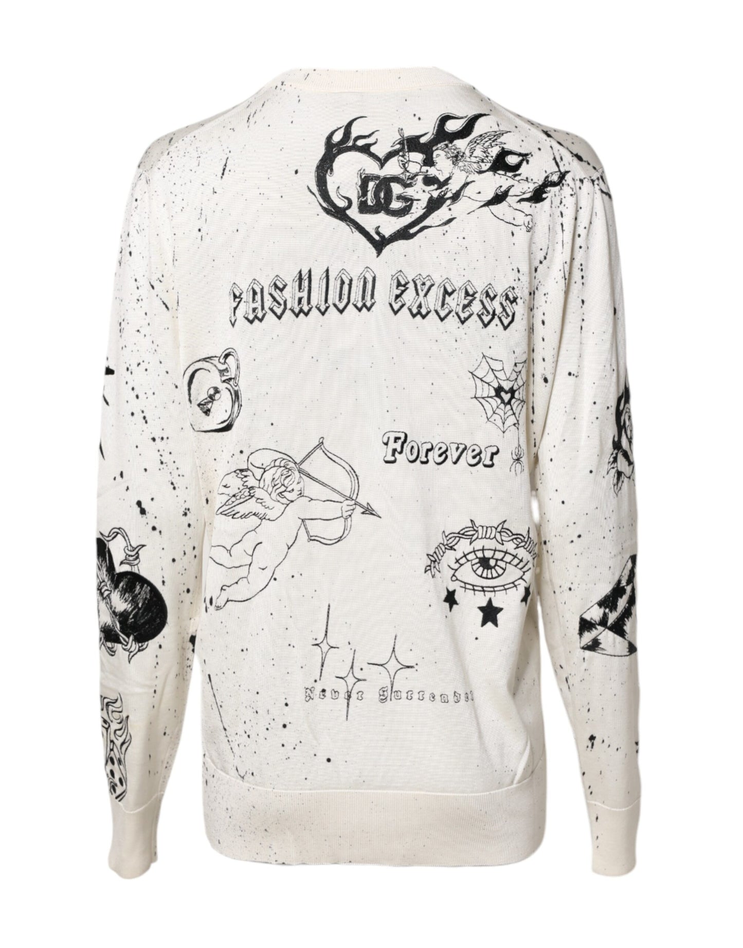 Dolce & Gabbana Weißer Pullover mit Logo-Engel-Print für Damen