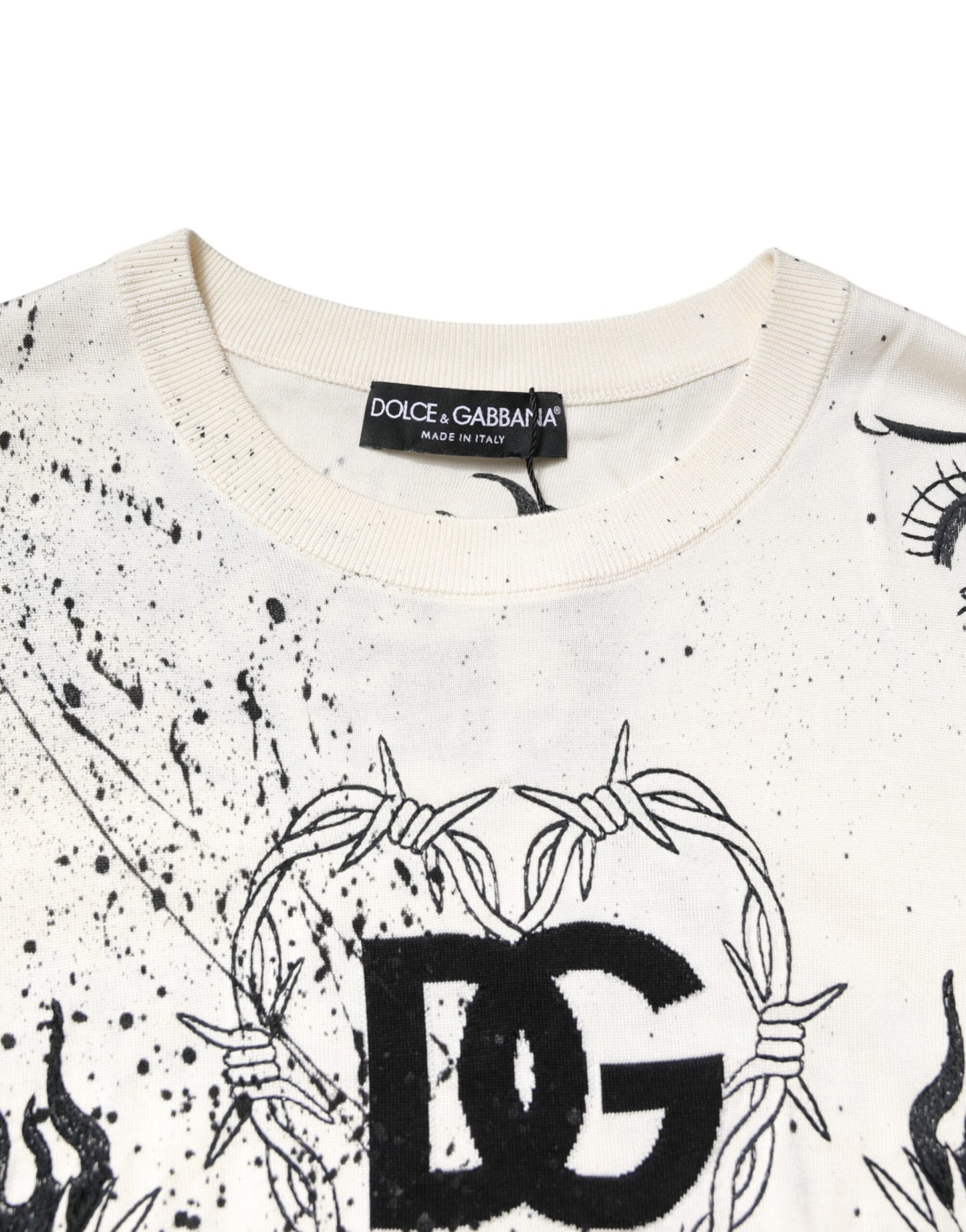 Dolce & Gabbana Weißer Pullover mit Logo-Engel-Print für Damen