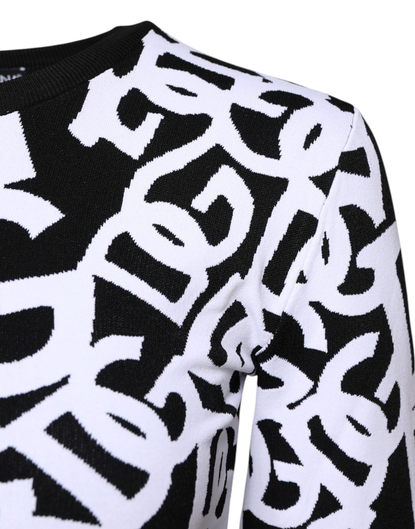 Dolce & Gabbana Schwarz-Weiß-Logo-Print Damen Pullover